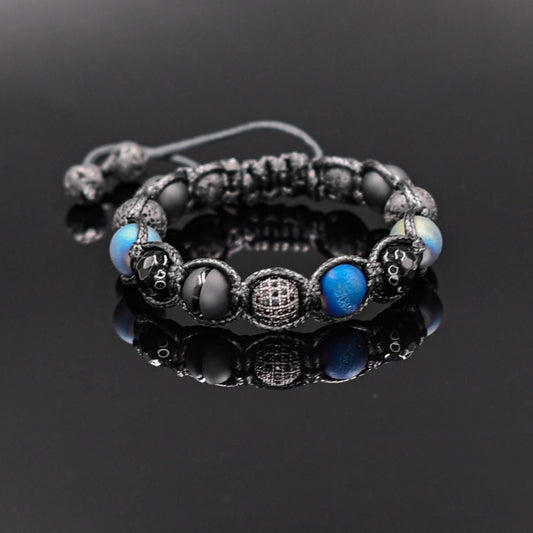 Men's Druzy Agate Bracelet Cubic Zirconia Bracelet Blue Macrame Bracelet Gift for Men Black Onyx Bracelet Adjustable Bracelet For Men - Shamballa Bracelet - Mantra Bracelet  -  Yoga Bracelet -  Birthstone Bracelet - Gemstone Bracelet Men - Chakra Bracelet - Macrame Bracelet - Healing Bracelet - Gift for Father - Gift For Men - Valinde
