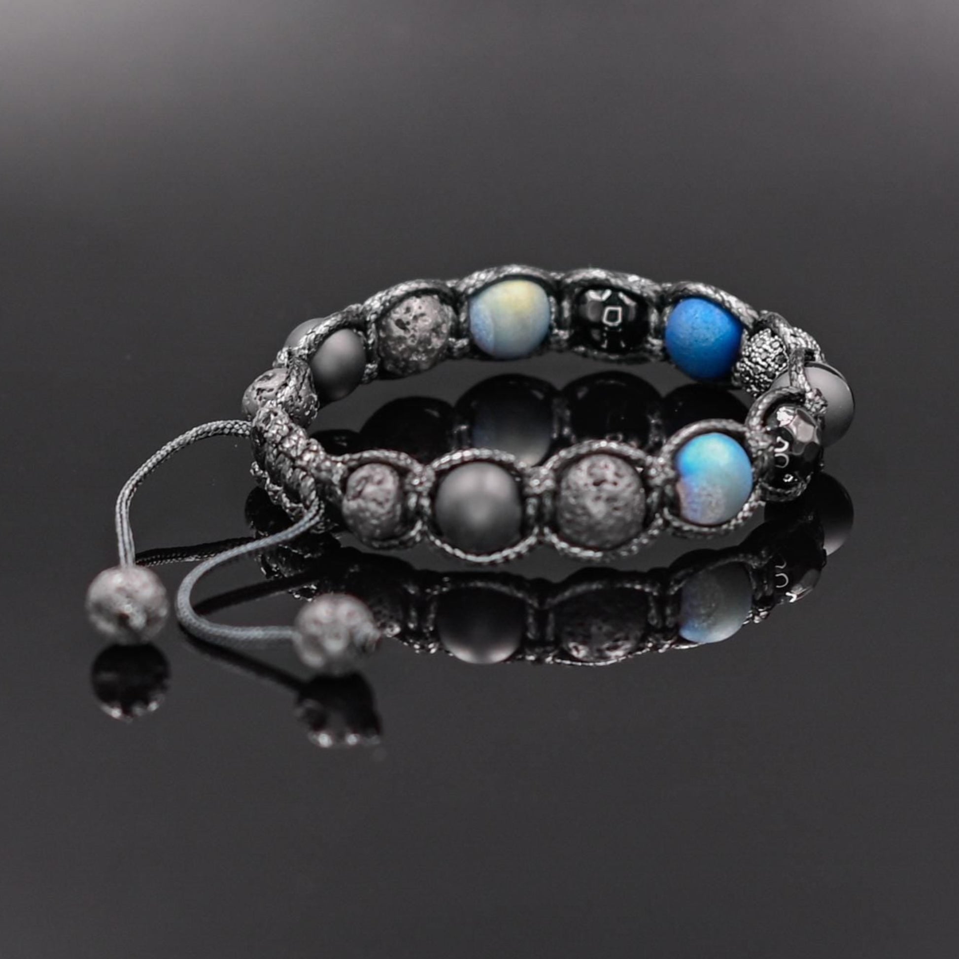 Men's Druzy Agate Bracelet Cubic Zirconia Bracelet Blue Macrame Bracelet Gift for Men Black Onyx Bracelet Adjustable Bracelet For Men - Shamballa Bracelet - Mantra Bracelet  -  Yoga Bracelet -  Birthstone Bracelet - Gemstone Bracelet Men - Chakra Bracelet - Macrame Bracelet - Healing Bracelet - Gift for Father - Gift For Men - Valinde
