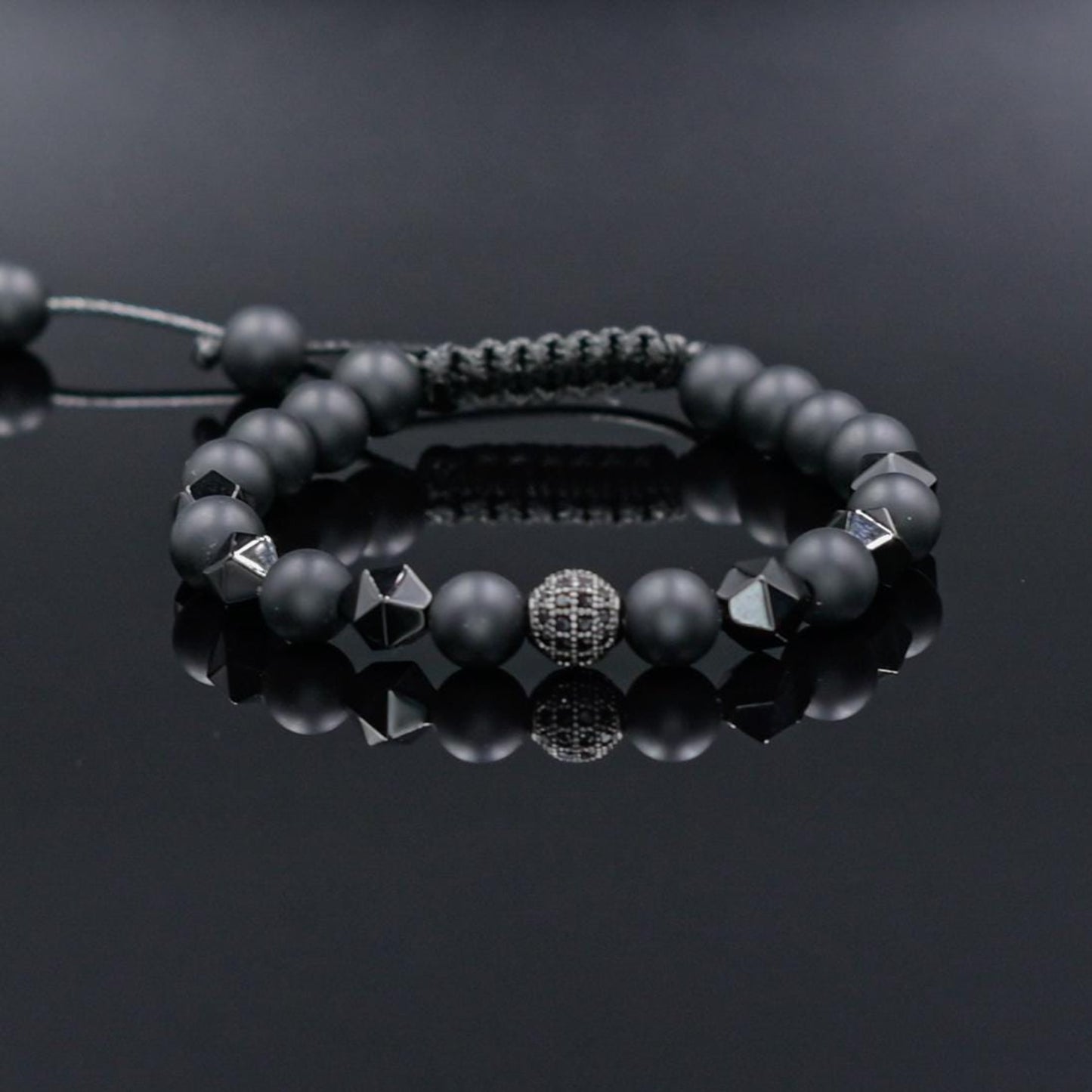 Men's Black Onyx Bracelet Cubic Zirconia Bracelet Raw Agate Bracelet CZ Bracelet Gemstone Bracelet Black Agate Macrame Bracelet, Adjustable Braided Macrame Bracelet, Gift for Men - Shamballa Bracelet - Mantra Bracelet  -  Yoga Bracelet -  Birthstone Bracelet - Gemstone Bracelet Men - Chakra Bracelet - Macrame Bracelet - Healing Bracelet - Gift for Father - Gift For Men - Valinde
