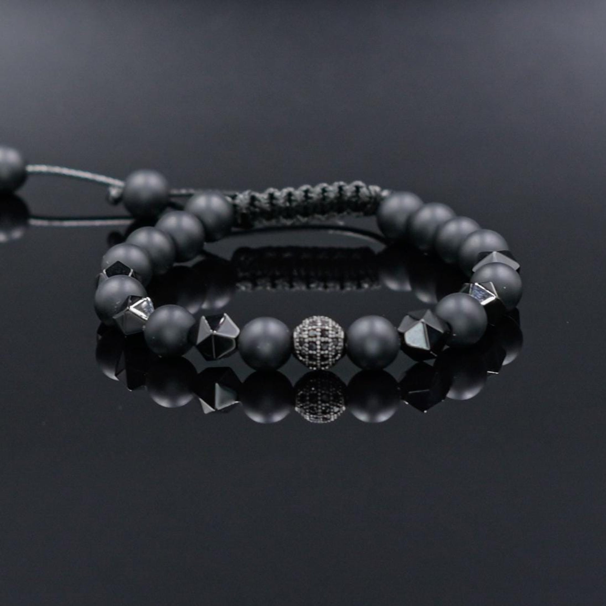 Men's Black Onyx Bracelet Cubic Zirconia Bracelet Raw Agate Bracelet CZ Bracelet Gemstone Bracelet Black Agate Macrame Bracelet, Adjustable Braided Macrame Bracelet, Gift for Men - Shamballa Bracelet - Mantra Bracelet  -  Yoga Bracelet -  Birthstone Bracelet - Gemstone Bracelet Men - Chakra Bracelet - Macrame Bracelet - Healing Bracelet - Gift for Father - Gift For Men - Valinde
