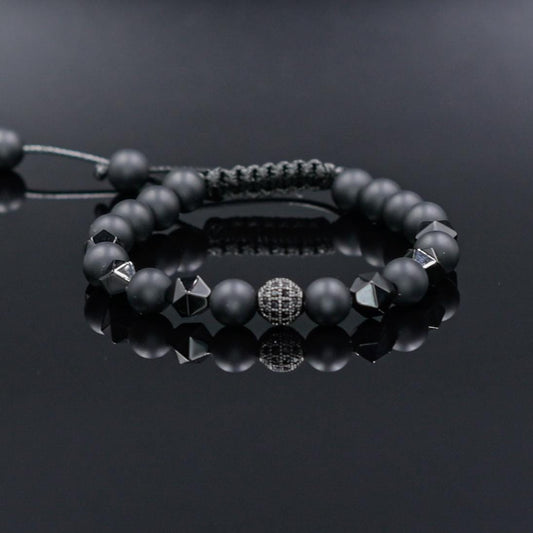 Men's Black Onyx Bracelet Cubic Zirconia Bracelet Raw Agate Bracelet CZ Bracelet Gemstone Bracelet Black Agate Macrame Bracelet, Adjustable Braided Macrame Bracelet, Gift for Men - Shamballa Bracelet - Mantra Bracelet  -  Yoga Bracelet -  Birthstone Bracelet - Gemstone Bracelet Men - Chakra Bracelet - Macrame Bracelet - Healing Bracelet - Gift for Father - Gift For Men - Valinde
