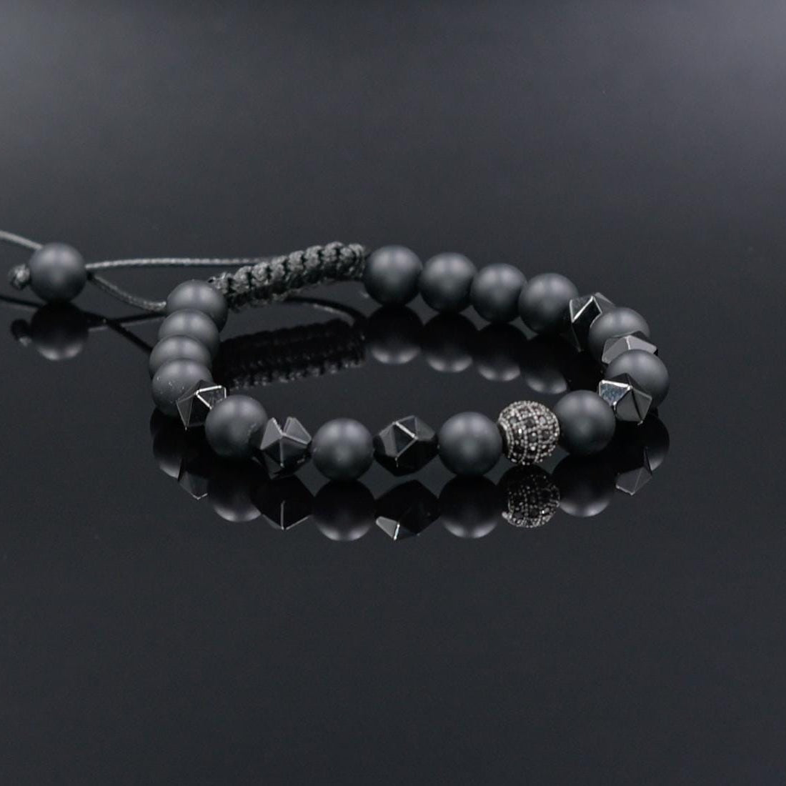 Men's Black Onyx Bracelet Cubic Zirconia Bracelet Raw Agate Bracelet CZ Bracelet Gemstone Bracelet Black Agate Macrame Bracelet, Adjustable Braided Macrame Bracelet, Gift for Men - Shamballa Bracelet - Mantra Bracelet  -  Yoga Bracelet -  Birthstone Bracelet - Gemstone Bracelet Men - Chakra Bracelet - Macrame Bracelet - Healing Bracelet - Gift for Father - Gift For Men - Valinde
