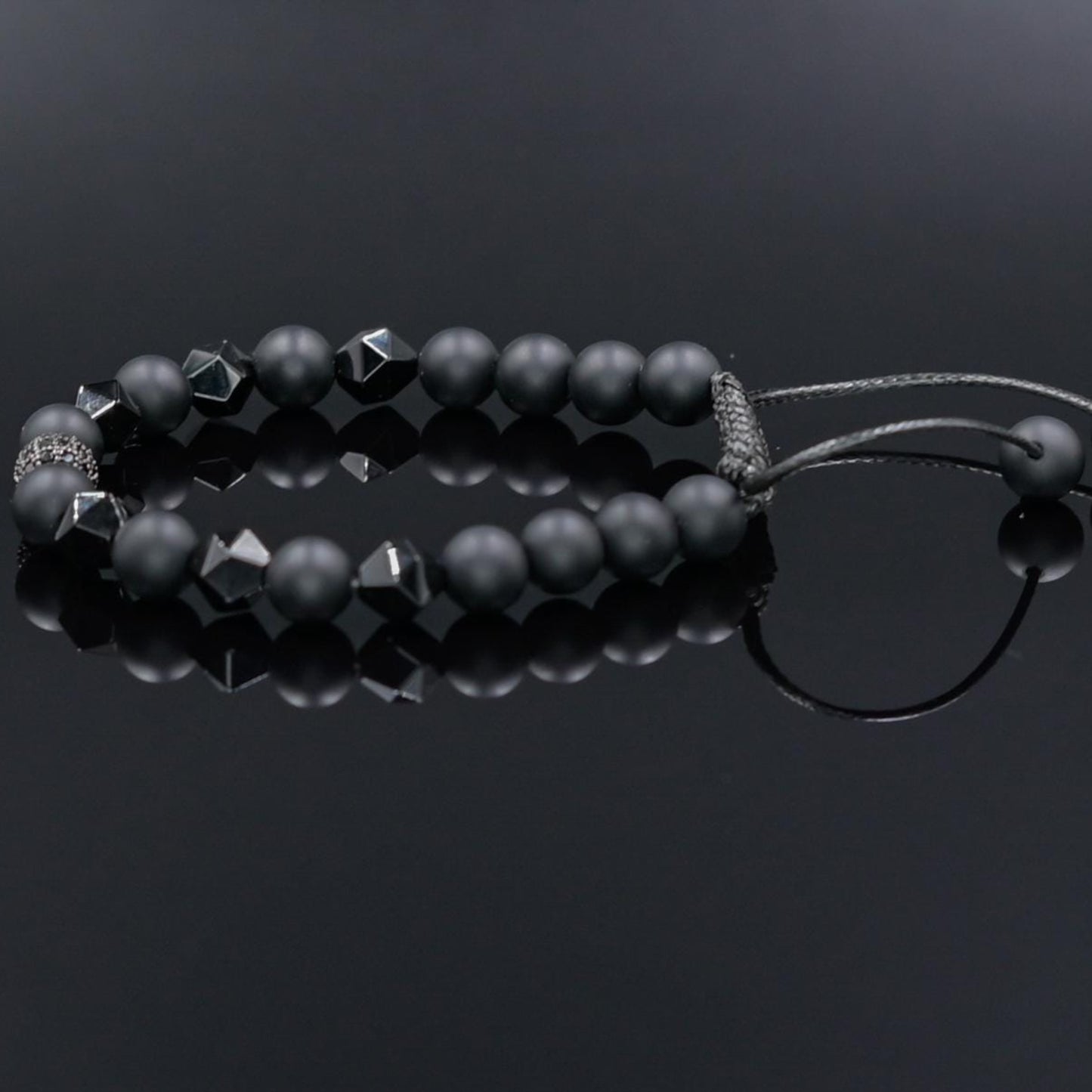 Men's Black Onyx Bracelet Cubic Zirconia Bracelet Raw Agate Bracelet CZ Bracelet Gemstone Bracelet Black Agate Macrame Bracelet, Adjustable Braided Macrame Bracelet, Gift for Men - Shamballa Bracelet - Mantra Bracelet  -  Yoga Bracelet -  Birthstone Bracelet - Gemstone Bracelet Men - Chakra Bracelet - Macrame Bracelet - Healing Bracelet - Gift for Father - Gift For Men - Valinde
