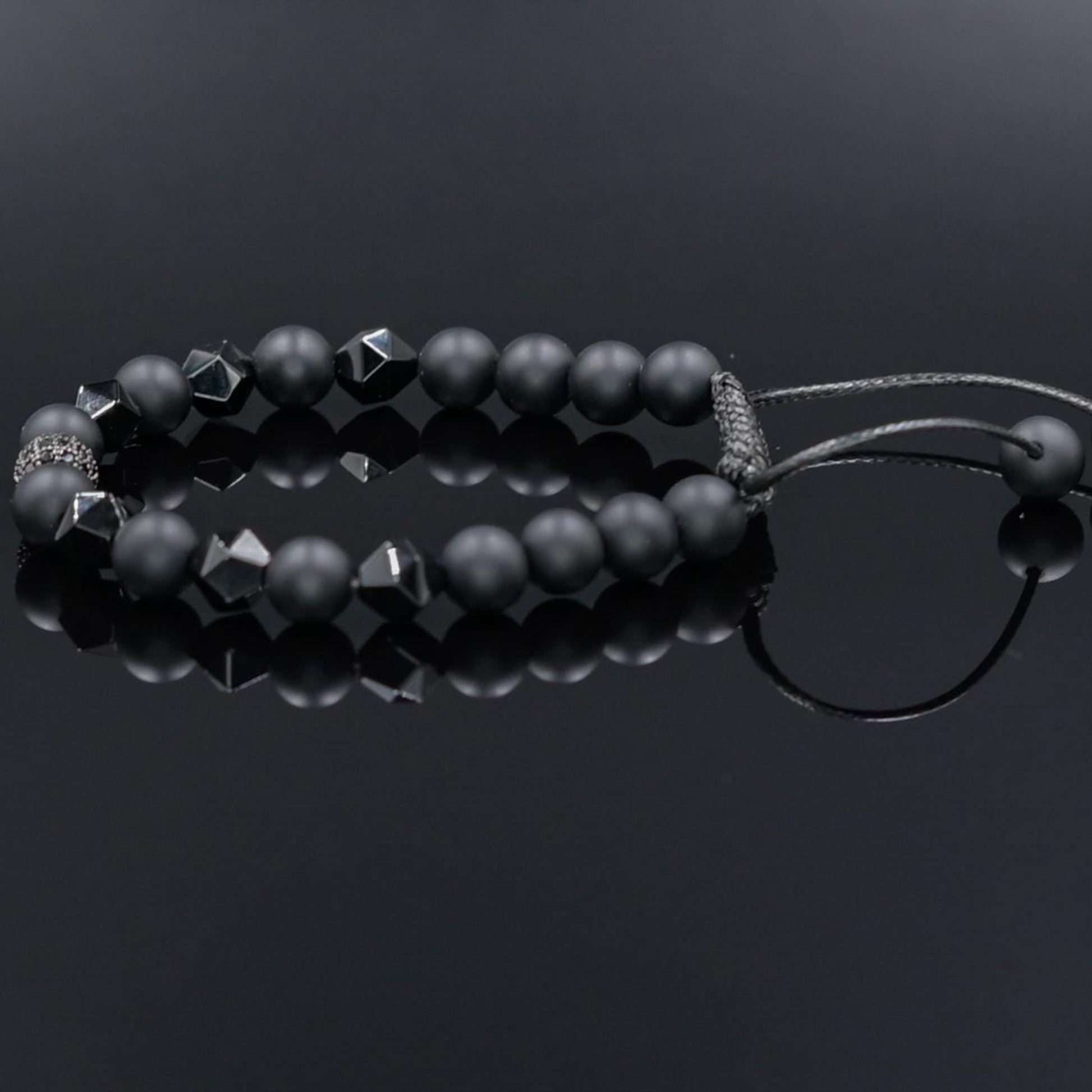 Men's Black Onyx Bracelet Cubic Zirconia Bracelet Raw Agate Bracelet CZ Bracelet Gemstone Bracelet Black Agate Macrame Bracelet, Adjustable Braided Macrame Bracelet, Gift for Men - Shamballa Bracelet - Mantra Bracelet  -  Yoga Bracelet -  Birthstone Bracelet - Gemstone Bracelet Men - Chakra Bracelet - Macrame Bracelet - Healing Bracelet - Gift for Father - Gift For Men - Valinde
