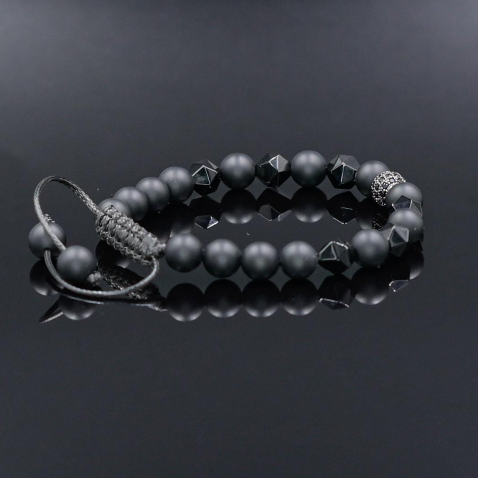 Men's Black Onyx Bracelet Cubic Zirconia Bracelet Raw Agate Bracelet CZ Bracelet Gemstone Bracelet Black Agate Macrame Bracelet, Adjustable Braided Macrame Bracelet, Gift for Men - Shamballa Bracelet - Mantra Bracelet  -  Yoga Bracelet -  Birthstone Bracelet - Gemstone Bracelet Men - Chakra Bracelet - Macrame Bracelet - Healing Bracelet - Gift for Father - Gift For Men - Valinde
