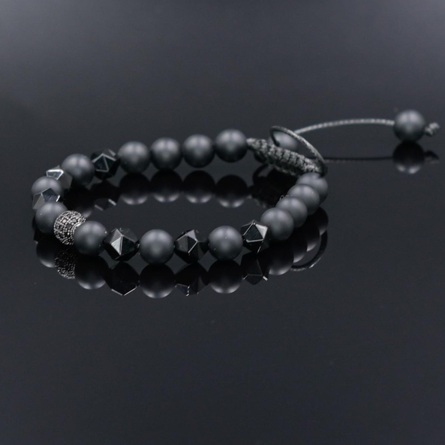 Men's Black Onyx Bracelet Cubic Zirconia Bracelet Raw Agate Bracelet CZ Bracelet Gemstone Bracelet Black Agate Macrame Bracelet, Adjustable Braided Macrame Bracelet, Gift for Men - Shamballa Bracelet - Mantra Bracelet  -  Yoga Bracelet -  Birthstone Bracelet - Gemstone Bracelet Men - Chakra Bracelet - Macrame Bracelet - Healing Bracelet - Gift for Father - Gift For Men - Valinde
