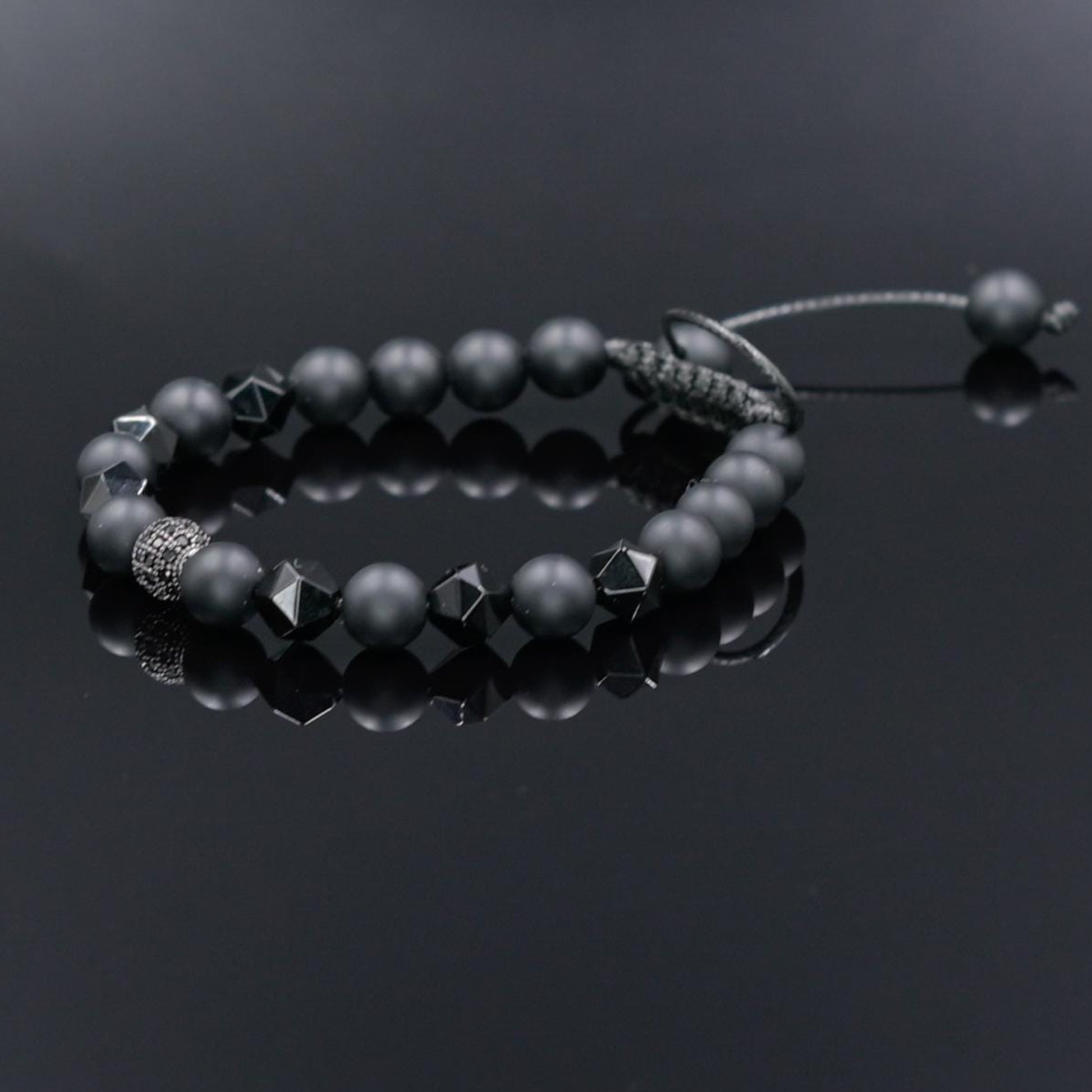 Men's Black Onyx Bracelet Cubic Zirconia Bracelet Raw Agate Bracelet CZ Bracelet Gemstone Bracelet Black Agate Macrame Bracelet, Adjustable Braided Macrame Bracelet, Gift for Men - Shamballa Bracelet - Mantra Bracelet  -  Yoga Bracelet -  Birthstone Bracelet - Gemstone Bracelet Men - Chakra Bracelet - Macrame Bracelet - Healing Bracelet - Gift for Father - Gift For Men - Valinde
