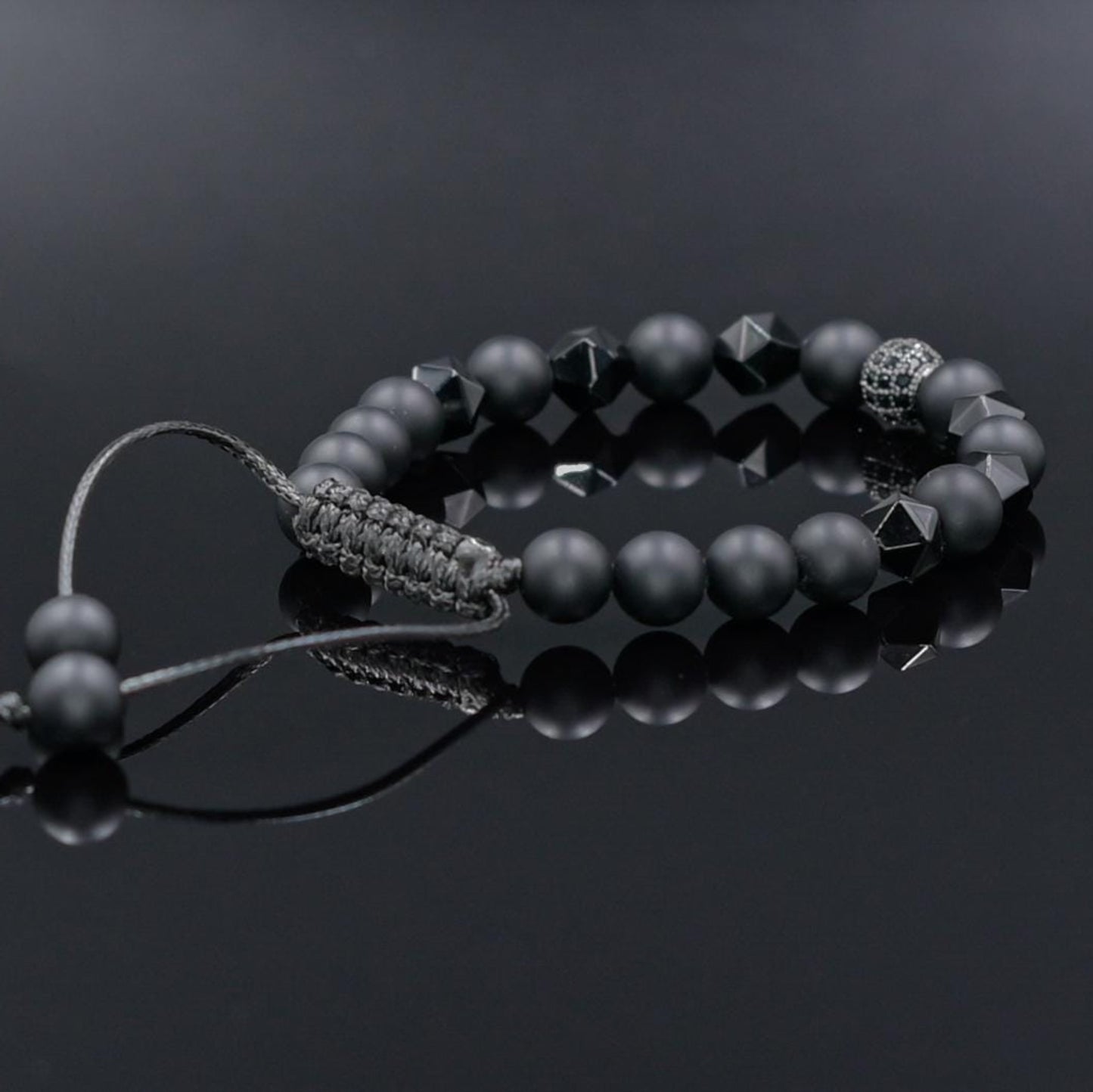 Men's Black Onyx Bracelet Cubic Zirconia Bracelet Raw Agate Bracelet CZ Bracelet Gemstone Bracelet Black Agate Macrame Bracelet, Adjustable Braided Macrame Bracelet, Gift for Men - Shamballa Bracelet - Mantra Bracelet  -  Yoga Bracelet -  Birthstone Bracelet - Gemstone Bracelet Men - Chakra Bracelet - Macrame Bracelet - Healing Bracelet - Gift for Father - Gift For Men - Valinde

