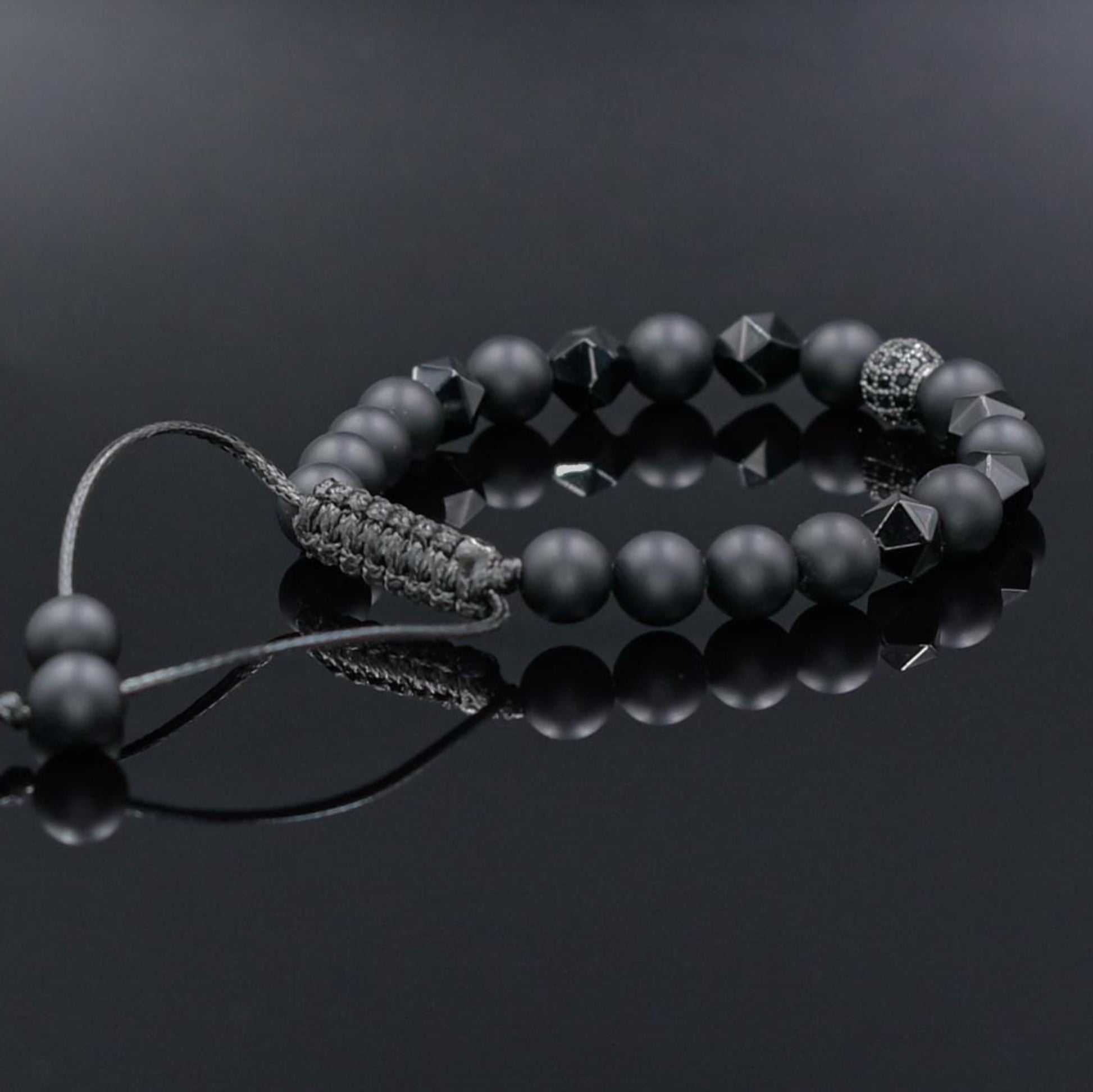 Men's Black Onyx Bracelet Cubic Zirconia Bracelet Raw Agate Bracelet CZ Bracelet Gemstone Bracelet Black Agate Macrame Bracelet, Adjustable Braided Macrame Bracelet, Gift for Men - Shamballa Bracelet - Mantra Bracelet  -  Yoga Bracelet -  Birthstone Bracelet - Gemstone Bracelet Men - Chakra Bracelet - Macrame Bracelet - Healing Bracelet - Gift for Father - Gift For Men - Valinde
