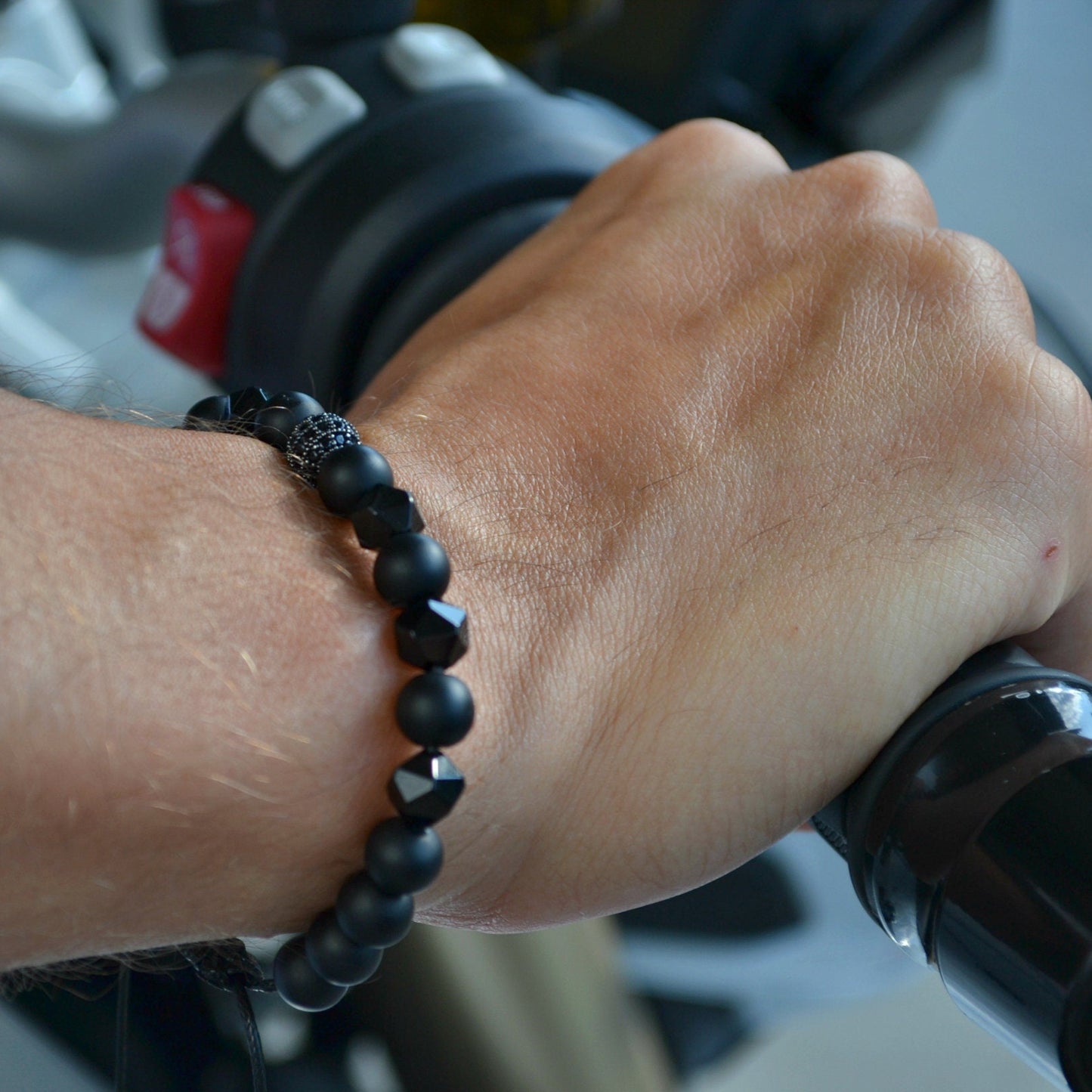 Men's Black Onyx Bracelet Cubic Zirconia Bracelet Raw Agate Bracelet CZ Bracelet Gemstone Bracelet Black Agate Macrame Bracelet, Adjustable Braided Macrame Bracelet, Gift for Men - Shamballa Bracelet - Mantra Bracelet  -  Yoga Bracelet -  Birthstone Bracelet - Gemstone Bracelet Men - Chakra Bracelet - Macrame Bracelet - Healing Bracelet - Gift for Father - Gift For Men - Valinde
