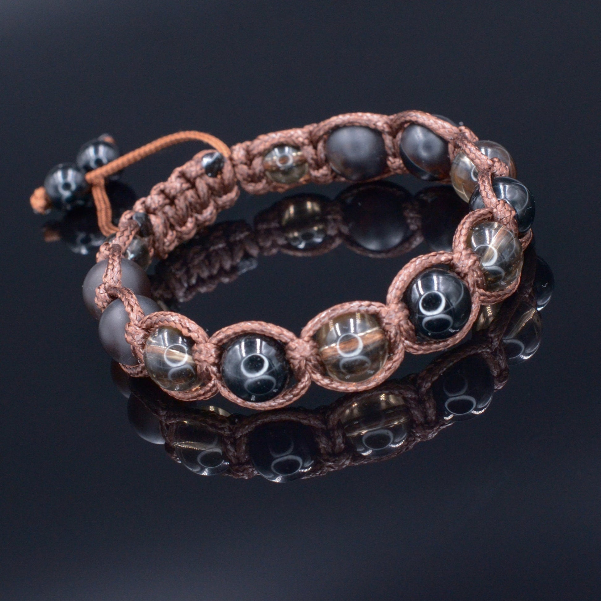 Men's Matte Agate Bracelet Beaded Bracelet Smoky Quartz Bracelet Gemstone Bracelet Macrame Bracelet   - Shamballa Bracelet - Mantra Bracelet  -  Birthstone Bracelet - Gemstone Bracelet Men - Chakra Bracelet - Macrame Bracelet - Healing Bracelet - ValindeGift for Men