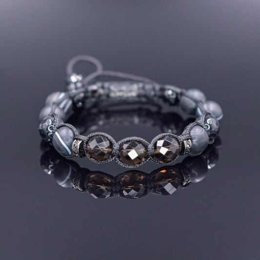 Men's Smoky Quartz Braided Bracelet, Black Agate Gemstone Adjustable Bracelet, Gift for Men, Anniversary Gift, Black Beaded Crystal Bracelet - Shamballa Bracelet - Birthstone Bracelet - Gemstone Bracelet Men - Chakra Bracelet - Macrame Bracelet - Healing Bracelet - Valinde - Shamballa Bracelet - Birthstone Bracelet - Gemstone Bracelet Men - Chakra Bracelet - Macrame Bracelet - Healing Bracelet - Valinde