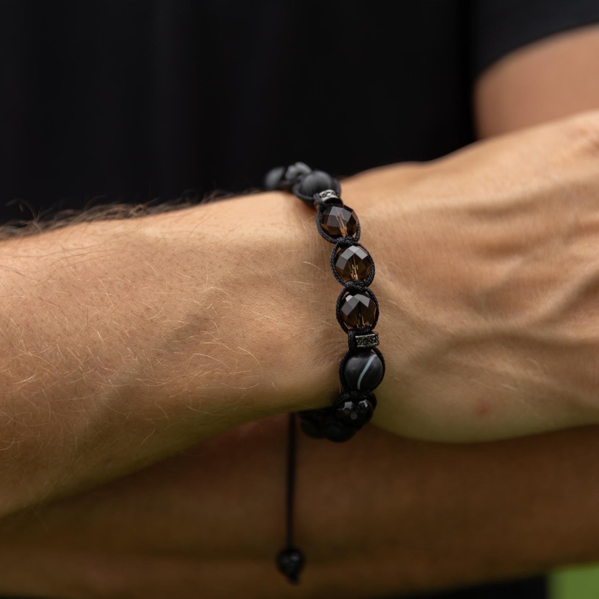 Men's Smoky Quartz Braided Bracelet, Black Agate Gemstone Adjustable Bracelet, Gift for Men, Anniversary Gift, Black Beaded Crystal Bracelet - Shamballa Bracelet - Birthstone Bracelet - Gemstone Bracelet Men - Chakra Bracelet - Macrame Bracelet - Healing Bracelet - Valinde - Shamballa Bracelet - Birthstone Bracelet - Gemstone Bracelet Men - Chakra Bracelet - Macrame Bracelet - Healing Bracelet - Valinde