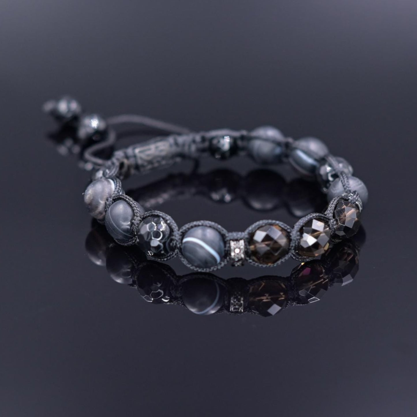 Men's Smoky Quartz Braided Bracelet, Black Agate Gemstone Adjustable Bracelet, Gift for Men, Anniversary Gift, Black Beaded Crystal Bracelet - Shamballa Bracelet - Birthstone Bracelet - Gemstone Bracelet Men - Chakra Bracelet - Macrame Bracelet - Healing Bracelet - Valinde - Shamballa Bracelet - Birthstone Bracelet - Gemstone Bracelet Men - Chakra Bracelet - Macrame Bracelet - Healing Bracelet - Valinde
