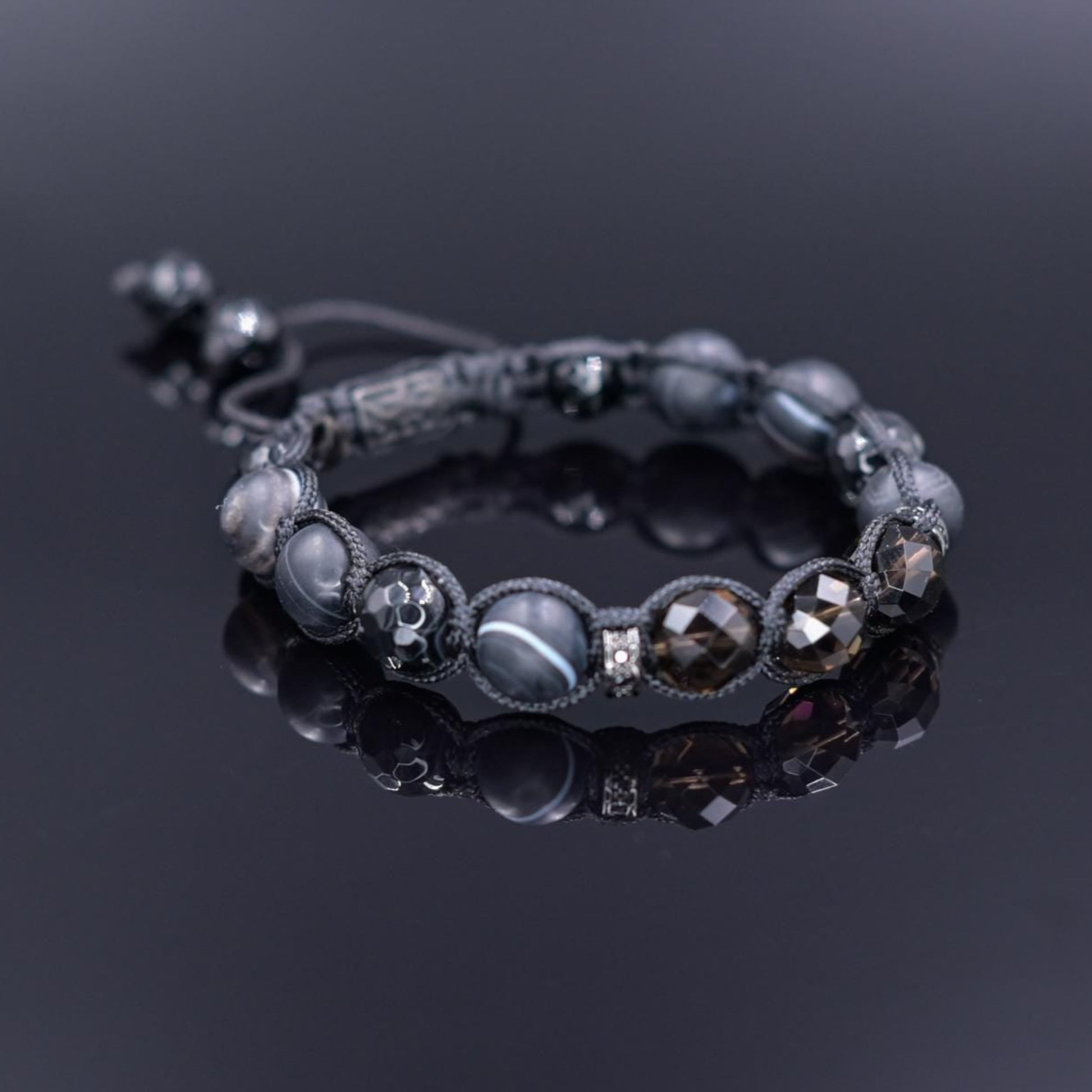 Men's Smoky Quartz Braided Bracelet, Black Agate Gemstone Adjustable Bracelet, Gift for Men, Anniversary Gift, Black Beaded Crystal Bracelet - Shamballa Bracelet - Birthstone Bracelet - Gemstone Bracelet Men - Chakra Bracelet - Macrame Bracelet - Healing Bracelet - Valinde - Shamballa Bracelet - Birthstone Bracelet - Gemstone Bracelet Men - Chakra Bracelet - Macrame Bracelet - Healing Bracelet - Valinde
