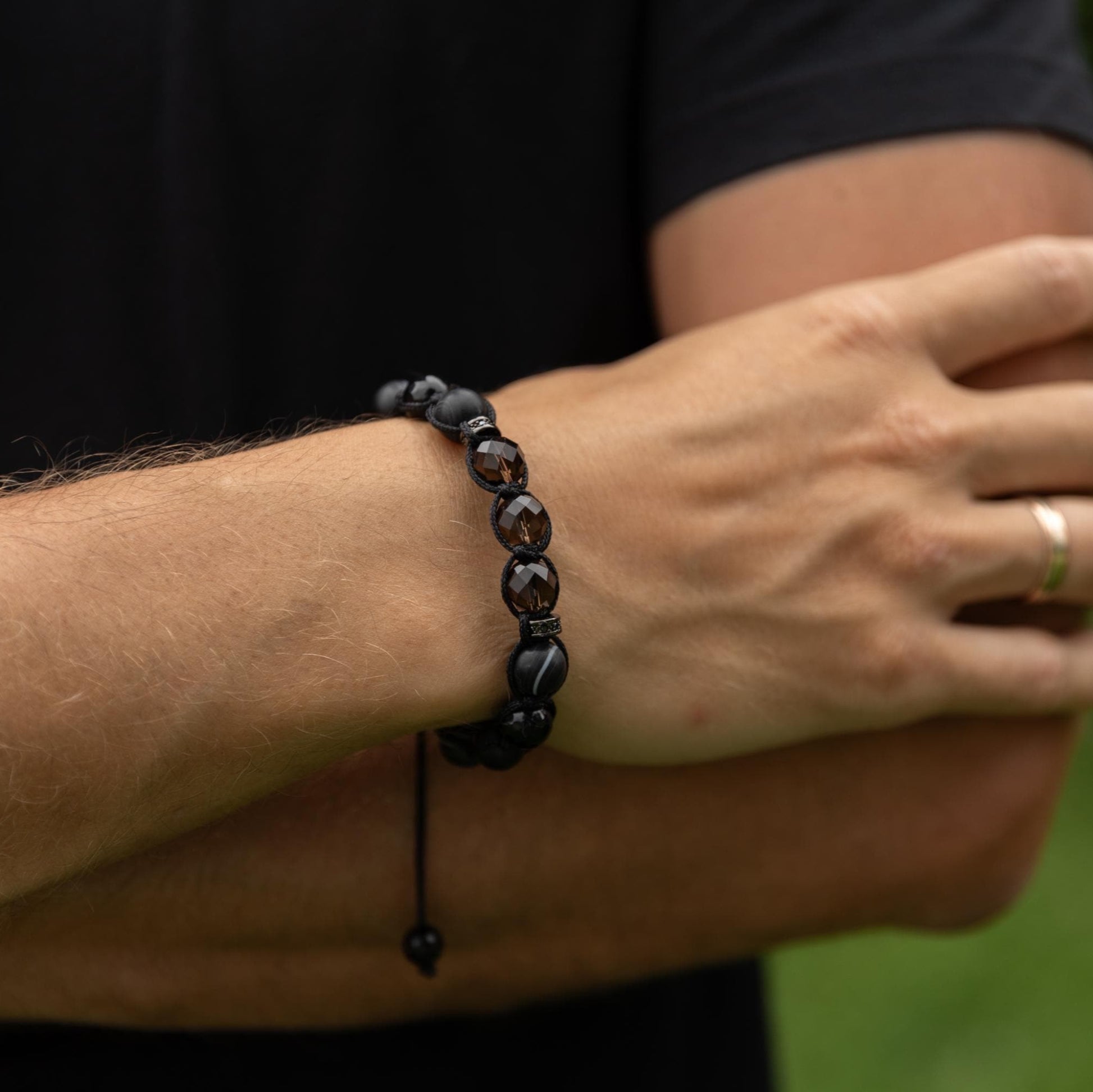 Men's Smoky Quartz Braided Bracelet, Black Agate Gemstone Adjustable Bracelet, Gift for Men, Anniversary Gift, Black Beaded Crystal Bracelet - Shamballa Bracelet - Birthstone Bracelet - Gemstone Bracelet Men - Chakra Bracelet - Macrame Bracelet - Healing Bracelet - Valinde - Shamballa Bracelet - Birthstone Bracelet - Gemstone Bracelet Men - Chakra Bracelet - Macrame Bracelet - Healing Bracelet - Valinde
