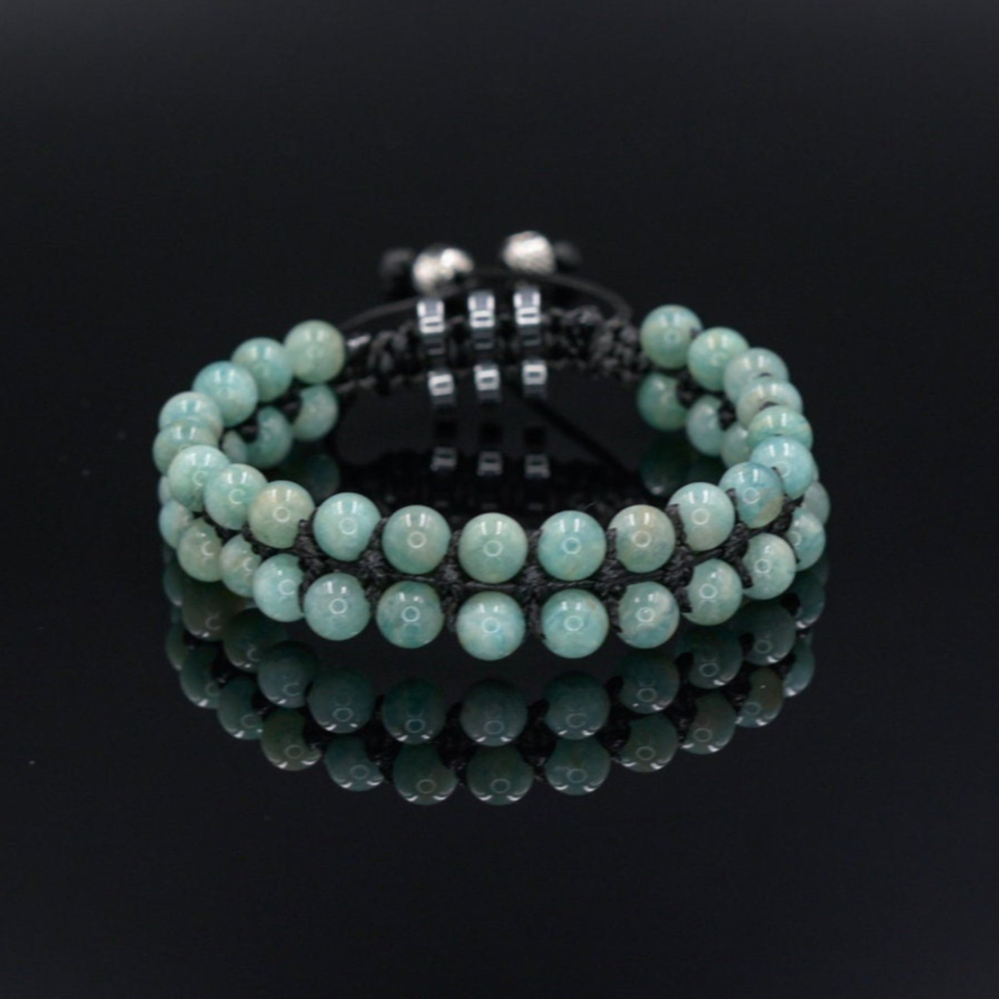 Men's Double Row Bracelet, Amazonite Braided Adjustable Bracelet, Double Macrame Bracelet, Gift for Men,Father's Day Gift,Gemstone Bracelet - Shamballa Bracelet - Birthstone Bracelet - Gemstone Bracelet Men - Chakra Bracelet - Macrame Bracelet - Healing Bracelet - Valinde