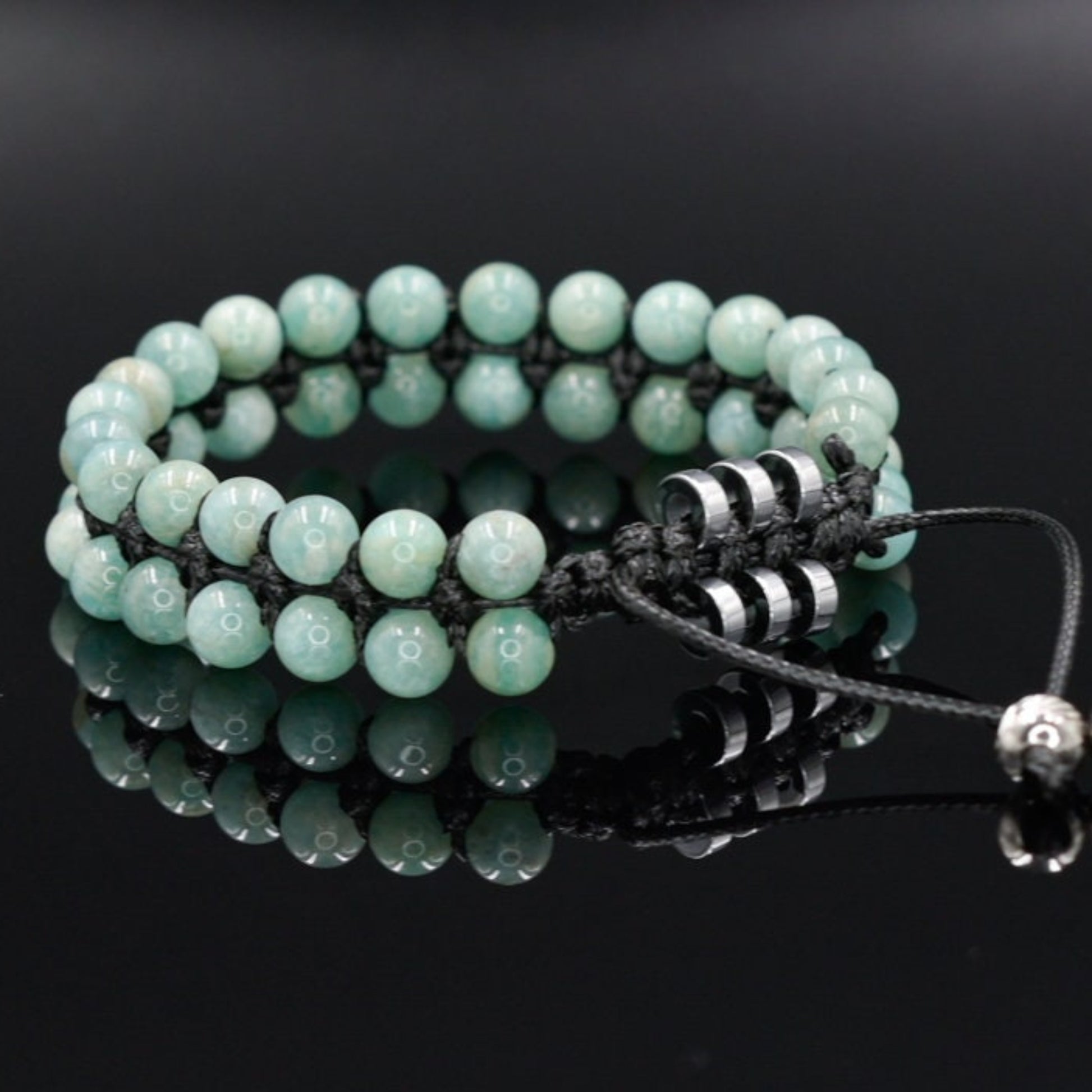 Men's Double Row Bracelet, Amazonite Braided Adjustable Bracelet, Double Macrame Bracelet, Gift for Men,Father's Day Gift,Gemstone Bracelet - Shamballa Bracelet - Birthstone Bracelet - Gemstone Bracelet Men - Chakra Bracelet - Macrame Bracelet - Healing Bracelet - Valinde
