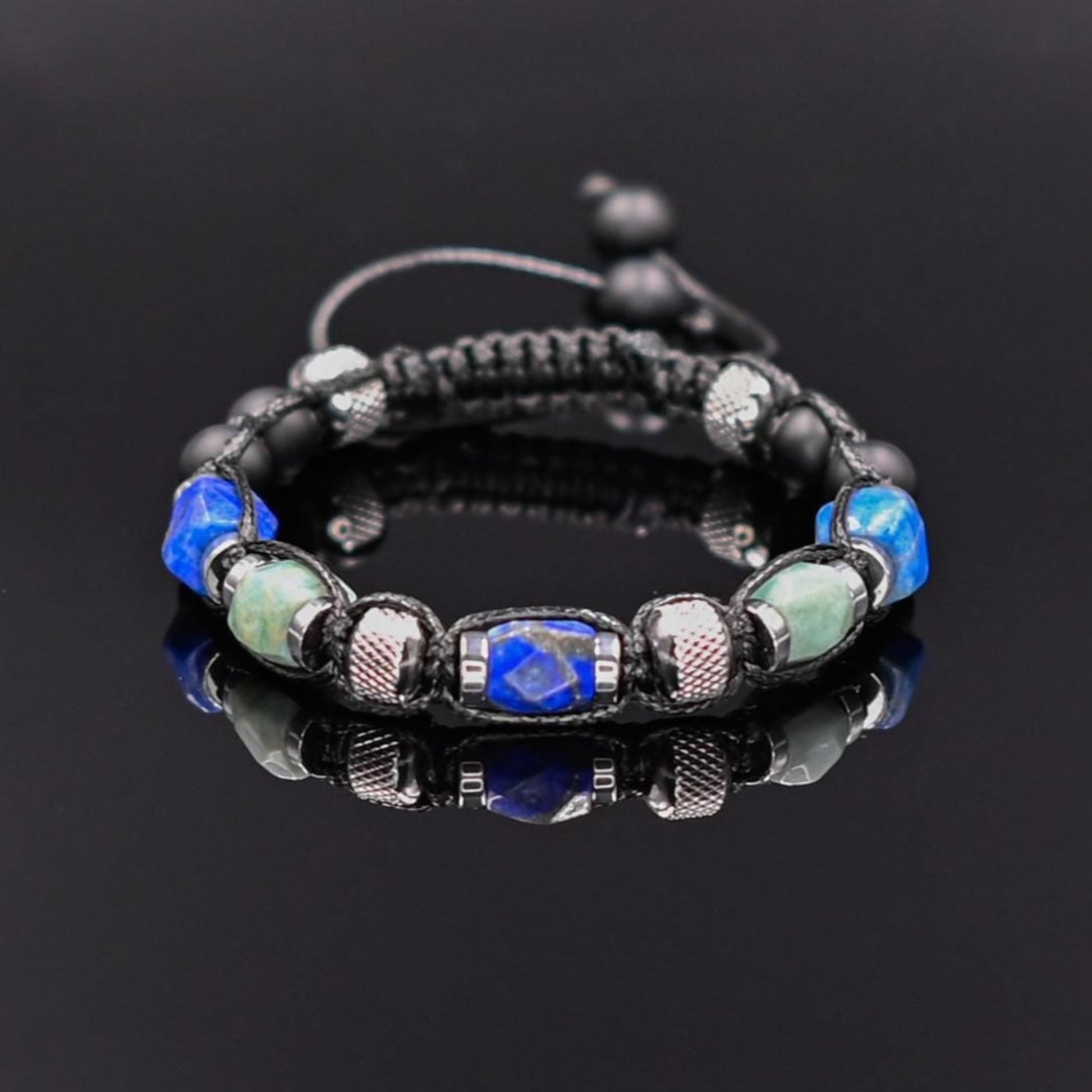 Lapis Lazuli Bracelet for Men Men's Steel Beaded Bracelet Gift for Men Adjustable Crystal Bracelet Amazonite Bracelet Black Onyx Bracelet - Shamballa Bracelet - Mantra Bracelet  -  Yoga Bracelet -  Birthstone Bracelet - Gemstone Bracelet Men - Chakra Bracelet - Macrame Bracelet - Healing Bracelet - Gift for Father - Gift For Men - Valinde
