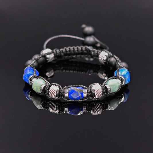 Lapis Lazuli Bracelet for Men Men's Steel Beaded Bracelet Gift for Men Adjustable Crystal Bracelet Amazonite Bracelet Black Onyx Bracelet - Shamballa Bracelet - Mantra Bracelet  -  Yoga Bracelet -  Birthstone Bracelet - Gemstone Bracelet Men - Chakra Bracelet - Macrame Bracelet - Healing Bracelet - Gift for Father - Gift For Men - Valinde
