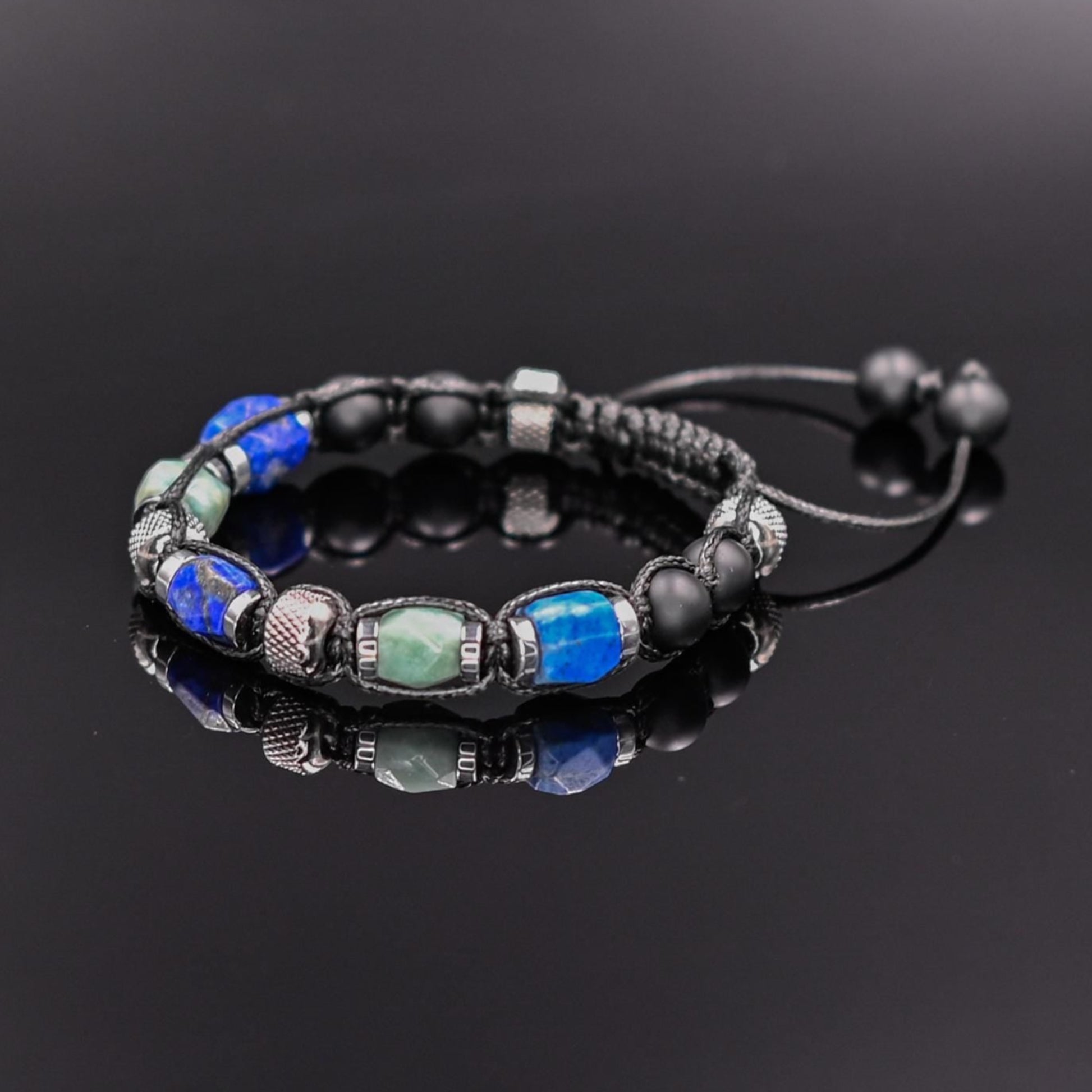 Lapis Lazuli Bracelet for Men Men's Steel Beaded Bracelet Gift for Men Adjustable Crystal Bracelet Amazonite Bracelet Black Onyx Bracelet - Shamballa Bracelet - Mantra Bracelet  -  Yoga Bracelet -  Birthstone Bracelet - Gemstone Bracelet Men - Chakra Bracelet - Macrame Bracelet - Healing Bracelet - Gift for Father - Gift For Men - Valinde
