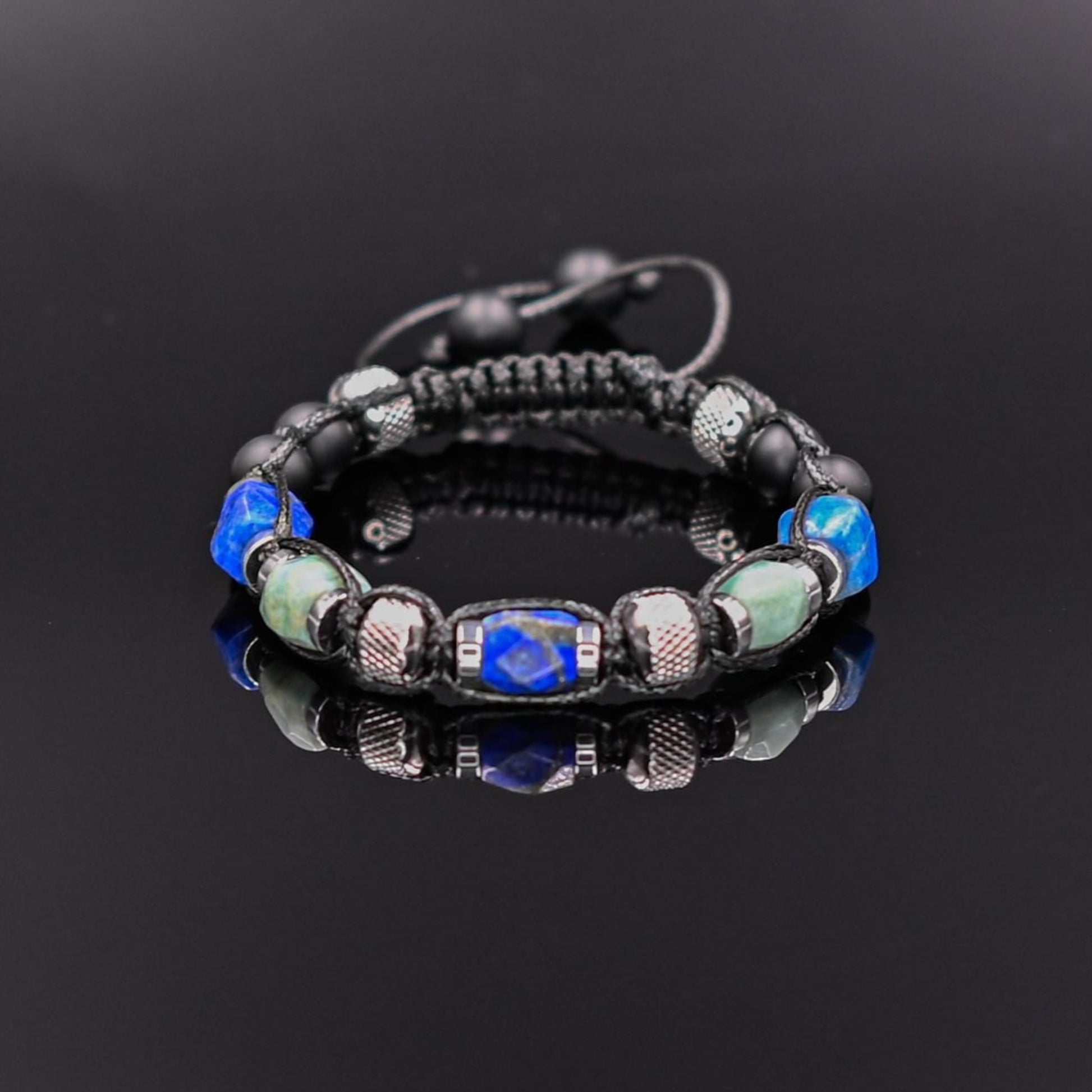 Lapis Lazuli Bracelet for Men Men's Steel Beaded Bracelet Gift for Men Adjustable Crystal Bracelet Amazonite Bracelet Black Onyx Bracelet - Shamballa Bracelet - Mantra Bracelet  -  Yoga Bracelet -  Birthstone Bracelet - Gemstone Bracelet Men - Chakra Bracelet - Macrame Bracelet - Healing Bracelet - Gift for Father - Gift For Men - Valinde
