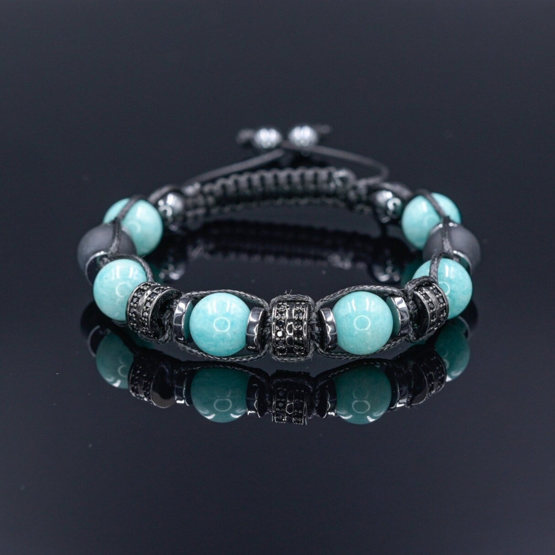 Gemstone Amazonite Bracelet Men, Men's Onyx Hematite Beaded Bracelet, Summer Bracelet, Gift for Men, Adjustable Macrame Bracelet, Men's Gift  - Shamballa Bracelet - Mantra Bracelet  -  Birthstone Bracelet - Gemstone Bracelet Men - Chakra Bracelet - Macrame Bracelet - Healing Bracelet - Valinde
