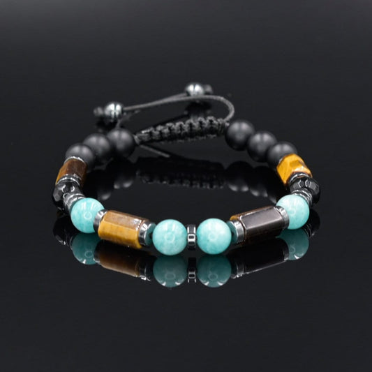 Amazonite Summer Bracelet, Men's Tiger's Eye Onyx Beaded Bracelet, Adjustable Bracelet, Gift for Men, Father's Day Gift, Gemstone Bracelet - Shamballa Bracelet - Birthstone Bracelet - Gemstone Bracelet Men - Chakra Bracelet - Macrame Bracelet - Healing Bracelet - Valinde - Shamballa Bracelet - Birthstone Bracelet - Gemstone Bracelet Men - Chakra Bracelet - Macrame Bracelet - Healing Bracelet - Valinde