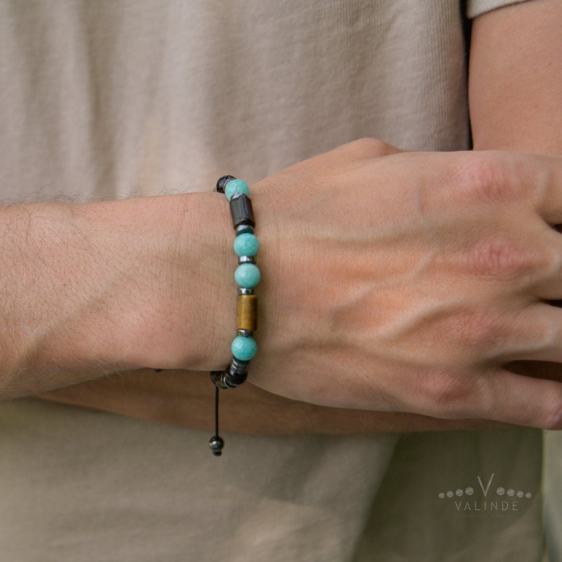 Amazonite Summer Bracelet, Men's Tiger's Eye Onyx Beaded Bracelet, Adjustable Bracelet, Gift for Men, Father's Day Gift, Gemstone Bracelet - Shamballa Bracelet - Birthstone Bracelet - Gemstone Bracelet Men - Chakra Bracelet - Macrame Bracelet - Healing Bracelet - Valinde - Shamballa Bracelet - Birthstone Bracelet - Gemstone Bracelet Men - Chakra Bracelet - Macrame Bracelet - Healing Bracelet - Valinde
