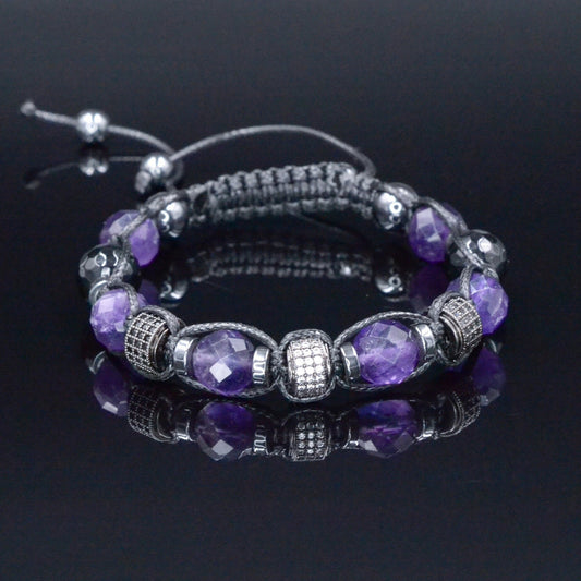 Genuine Emerald Bracelet for Men - Men's Emerald Phantom Quartz Onyx Hematite Beads Bracelet - Gift for Men - Adjustable Braided Bracelet  - Shamballa Bracelet - Birthstone Bracelet - Gemstone Bracelet Men - Chakra Bracelet - Macrame Bracelet - Healing Bracelet - Valinde
