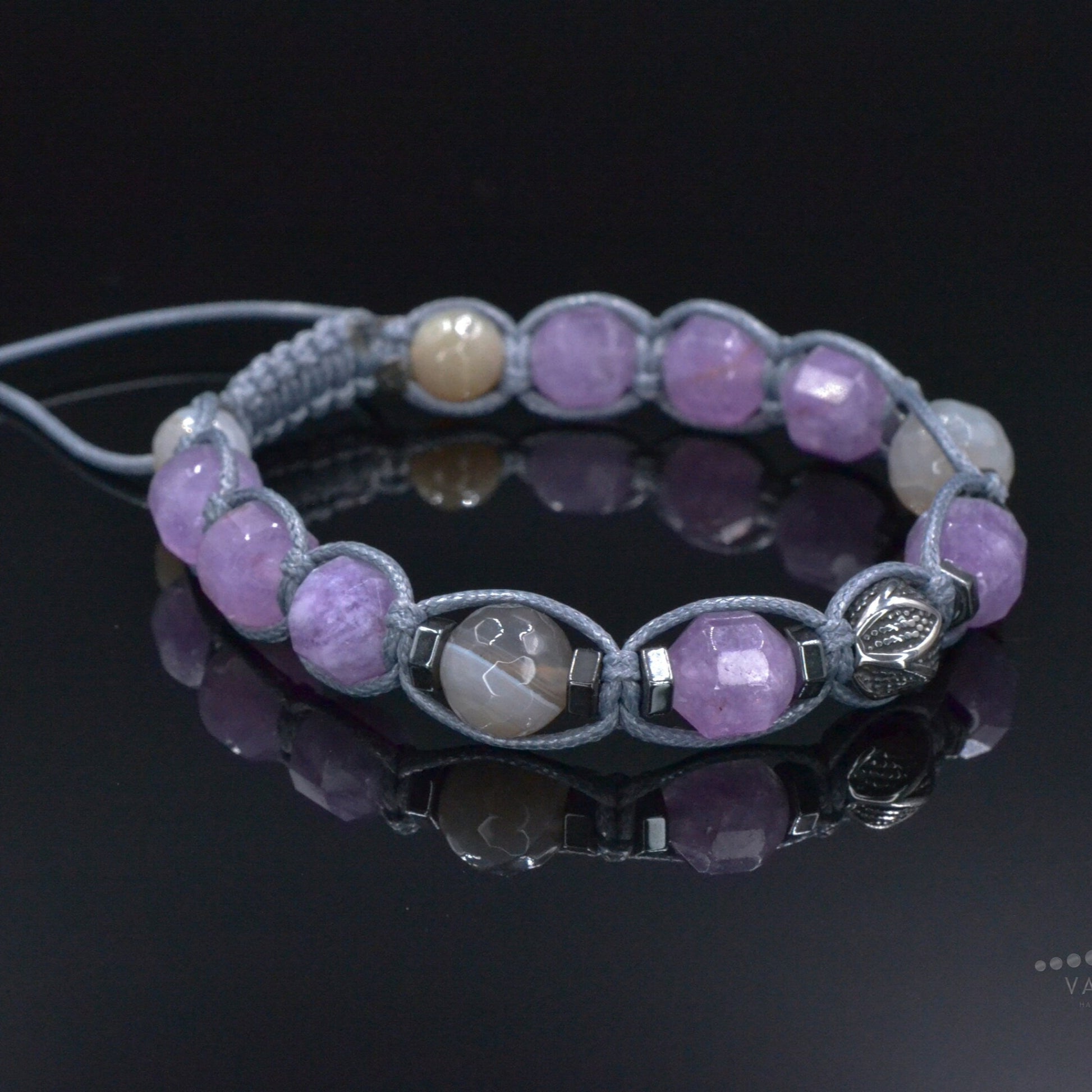 Men's Black Onyx Hematite Beaded Bracelet, Gemstone Braided Adjustable Bracelet, Gift for Men, Father's Day Gift, Crystal Amulet BraceletAmethyst Fluorite Onyx Beaded Bracelet, Men's Crystal Braided Adjustable Bracelet, Gift for Men, Father's Day Gift,Stone Macrame Bracelet  Amethyst Agate Bracelet, Men's Steel Bead Adjustable Bracelet, Gift for Men, Light Purple Beaded Bracelet, Christmas Gift, Macrame Bracelet - Shamballa Bracelet - Mantra Bracelet  -  Birthstone Bracelet - Gemstone Bracelet Men - Valinde