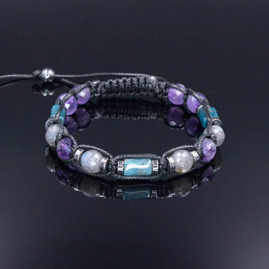 Men's Labradorite Bracelet - Amethyst Apatite Hematite Gemstone Bracelet - Gift for Men - Father's Day Gift - Braided Adjustable Bracelet - Shamballa Bracelet - Birthstone Bracelet - Gemstone Bracelet Men - Chakra Bracelet - Macrame Bracelet - Healing Bracelet - Valinde - Shamballa Bracelet - Birthstone Bracelet - Gemstone Bracelet Men - Chakra Bracelet - Macrame Bracelet - Healing Bracelet - Valinde