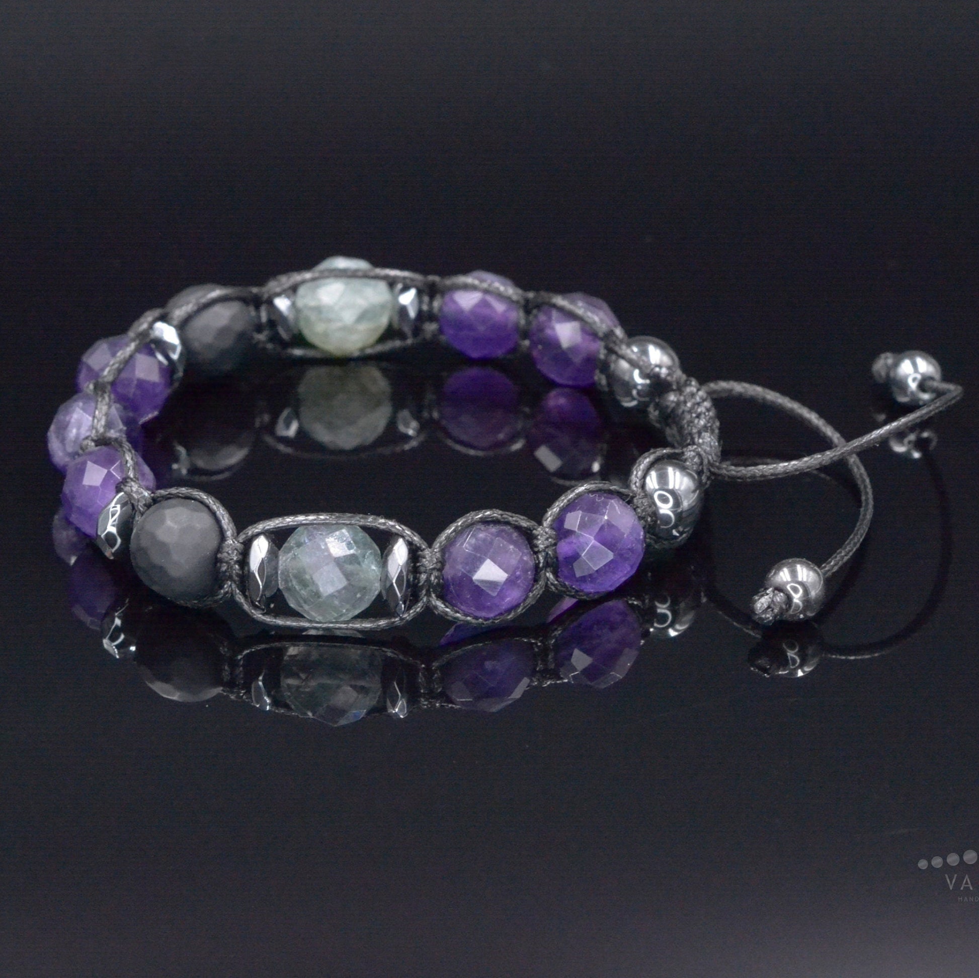 Men's Black Onyx Hematite Beaded Bracelet, Gemstone Braided Adjustable Bracelet, Gift for Men, Father's Day Gift, Crystal Amulet BraceletAmethyst Fluorite Onyx Beaded Bracelet, Men's Crystal Braided Adjustable Bracelet, Gift for Men, Father's Day Gift,Stone Macrame Bracelet  - Shamballa Bracelet - Mantra Bracelet  -  Birthstone Bracelet - Gemstone Bracelet Men - Chakra Bracelet - Macrame Bracelet - Healing Bracelet - Valinde
