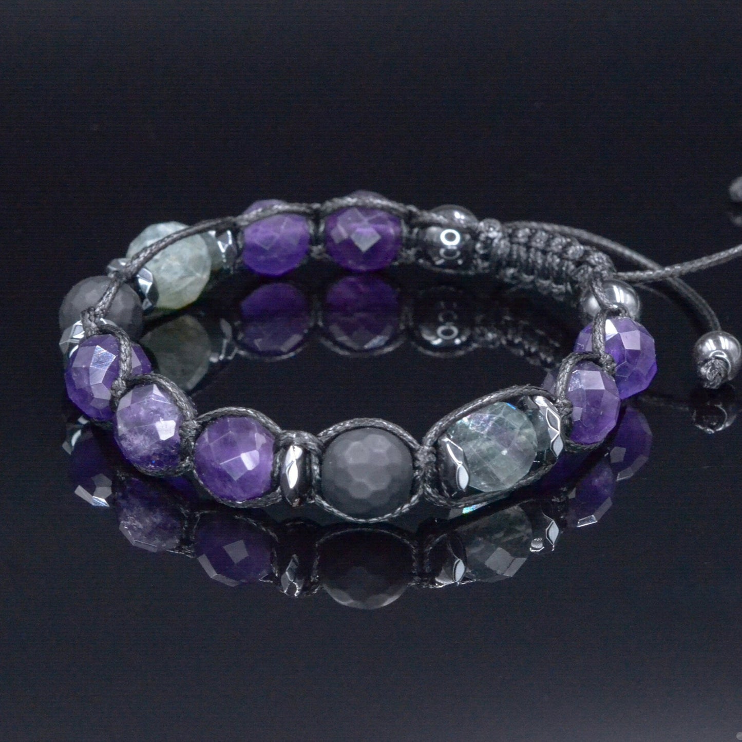 Men's Black Onyx Hematite Beaded Bracelet, Gemstone Braided Adjustable Bracelet, Gift for Men, Father's Day Gift, Crystal Amulet BraceletAmethyst Fluorite Onyx Beaded Bracelet, Men's Crystal Braided Adjustable Bracelet, Gift for Men, Father's Day Gift,Stone Macrame Bracelet  - Shamballa Bracelet - Mantra Bracelet  -  Birthstone Bracelet - Gemstone Bracelet Men - Chakra Bracelet - Macrame Bracelet - Healing Bracelet - Valinde
