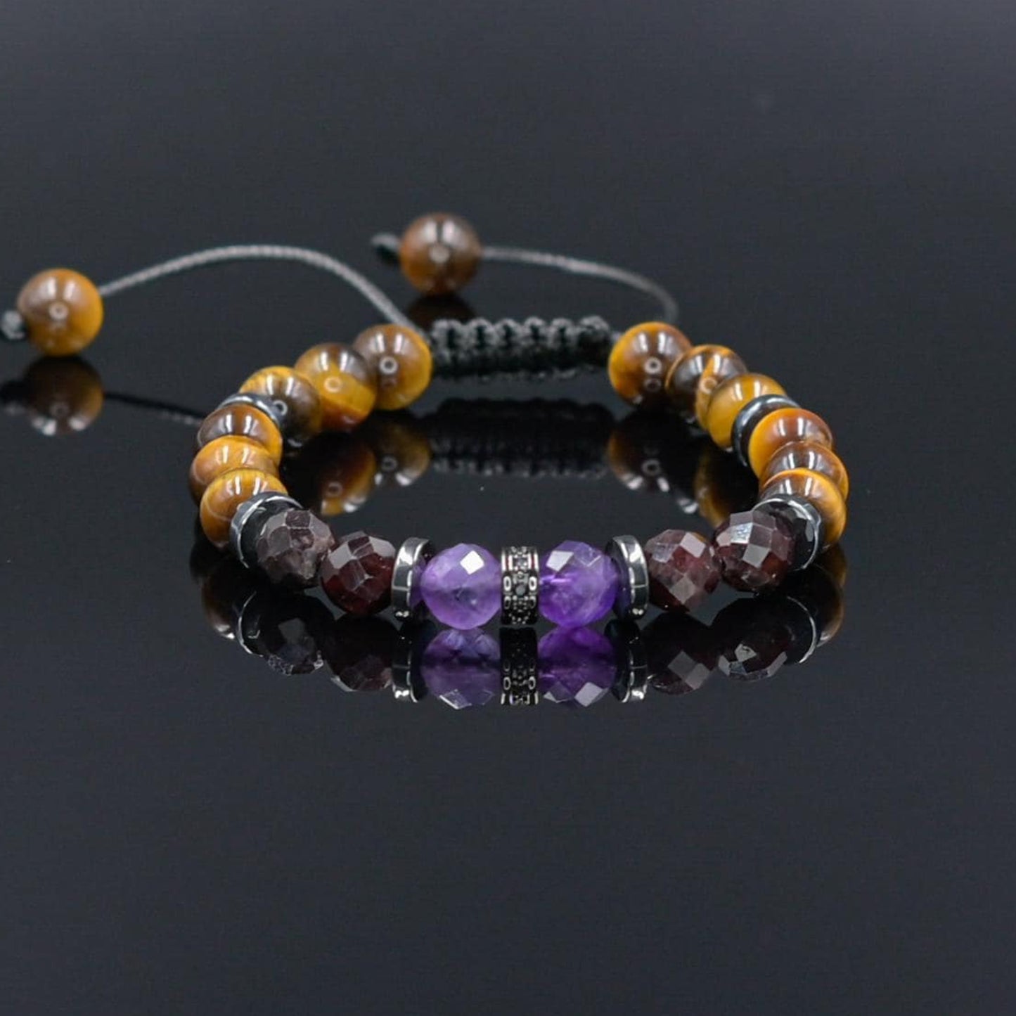 Men's Tiger Eye & Garnet Bracelet, Amethyst Beaded Jewelry for Men, Masculine Strength Gift, Spiritual Protection, Gift for Men, Adjustable Braided Bracelet, Gift for Men, Adjustable Macrame Braided Gemstone Bracelet, Braided Adjustable Gemstone Bead Bracelet, Genuine Raw Stone Jewelry, Gift for Men, Adjustable Braided Macrame Bracelet, Gift for Men - Shamballa Bracelet - Mantra Bracelet  -  Yoga Bracelet -  Birthstone Bracelet - Gemstone Bracelet Men - Chakra Bracelet - Macrame Bracelet - Healing Bracelet 