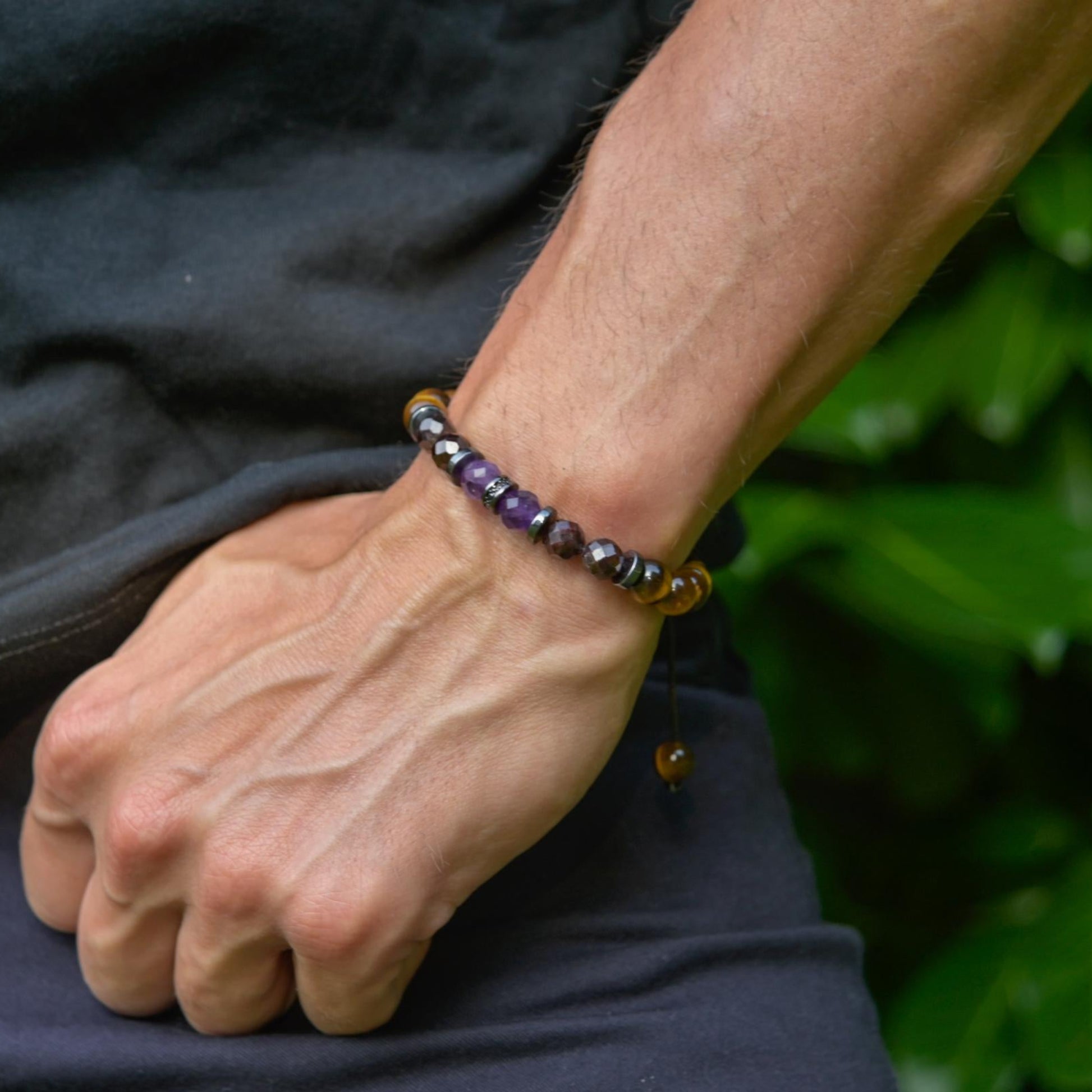 Men's Tiger Eye & Garnet Bracelet, Amethyst Beaded Jewelry for Men, Masculine Strength Gift, Spiritual Protection, Gift for Men, Adjustable Braided Bracelet, Gift for Men, Adjustable Macrame Braided Gemstone Bracelet, Braided Adjustable Gemstone Bead Bracelet, Genuine Raw Stone Jewelry, Gift for Men, Adjustable Braided Macrame Bracelet, Gift for Men - Shamballa Bracelet - Mantra Bracelet  -  Yoga Bracelet -  Birthstone Bracelet - Gemstone Bracelet Men - Chakra Bracelet - Macrame Bracelet - Healing Bracelet 