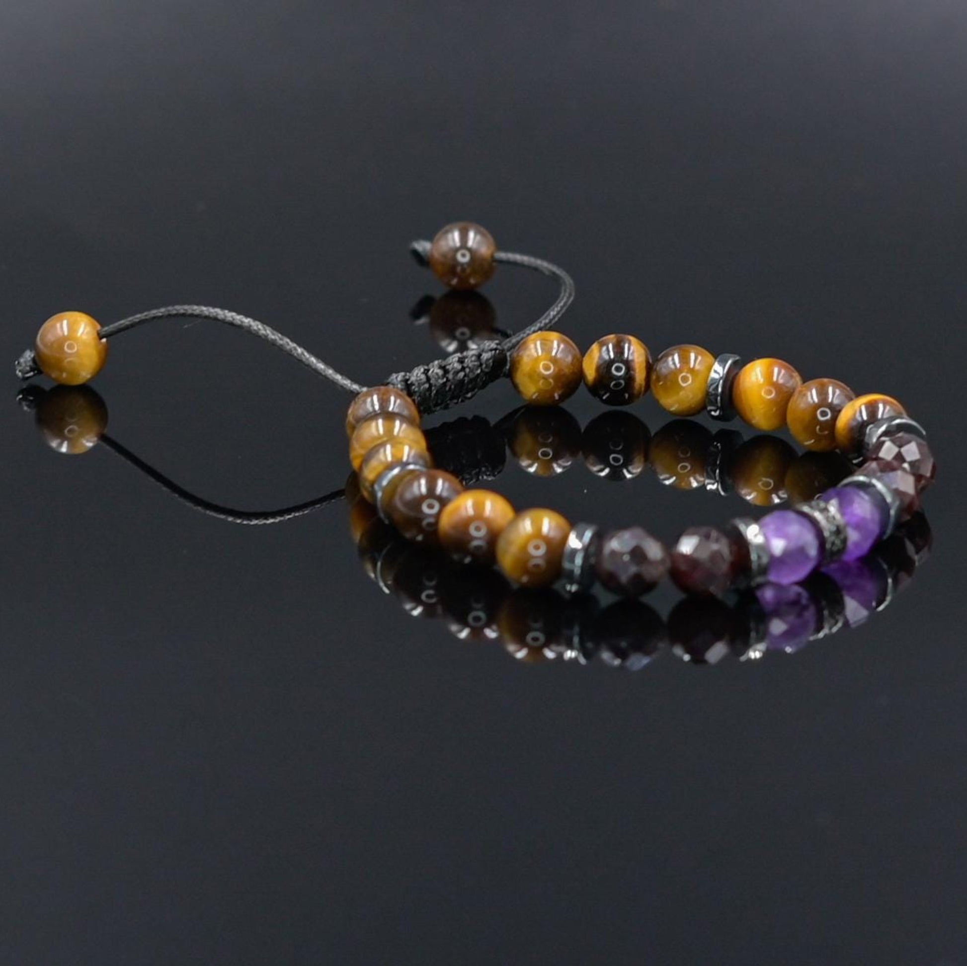 Men's Tiger Eye & Garnet Bracelet, Amethyst Beaded Jewelry for Men, Masculine Strength Gift, Spiritual Protection, Gift for Men, Adjustable Braided Bracelet, Gift for Men, Adjustable Macrame Braided Gemstone Bracelet, Braided Adjustable Gemstone Bead Bracelet, Genuine Raw Stone Jewelry, Gift for Men, Adjustable Braided Macrame Bracelet, Gift for Men - Shamballa Bracelet - Mantra Bracelet  -  Yoga Bracelet -  Birthstone Bracelet - Gemstone Bracelet Men - Chakra Bracelet - Macrame Bracelet - Healing Bracelet 