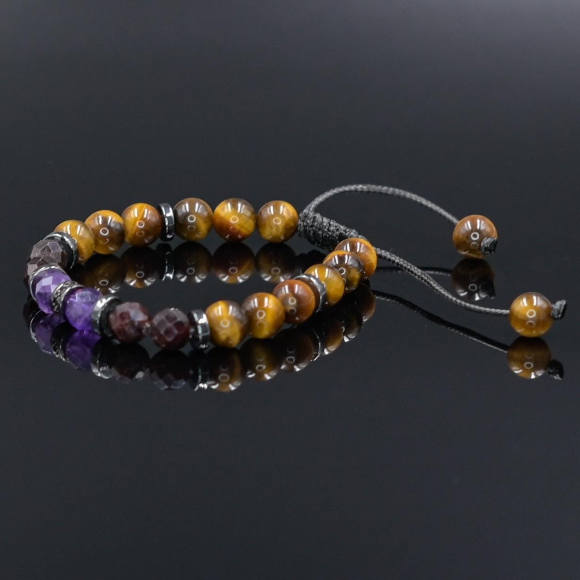 Men's Tiger Eye & Garnet Bracelet, Amethyst Beaded Jewelry for Men, Masculine Strength Gift, Spiritual Protection, Gift for Men, Adjustable Braided Bracelet, Gift for Men, Adjustable Macrame Braided Gemstone Bracelet, Braided Adjustable Gemstone Bead Bracelet, Genuine Raw Stone Jewelry, Gift for Men, Adjustable Braided Macrame Bracelet, Gift for Men - Shamballa Bracelet - Mantra Bracelet  -  Yoga Bracelet -  Birthstone Bracelet - Gemstone Bracelet Men - Chakra Bracelet - Macrame Bracelet - Healing Bracelet 