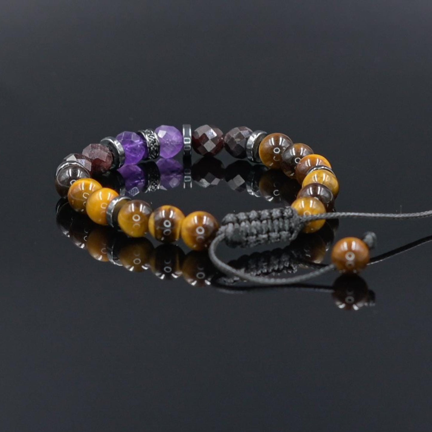 Men's Tiger Eye & Garnet Bracelet, Amethyst Beaded Jewelry for Men, Masculine Strength Gift, Spiritual Protection, Gift for Men, Adjustable Braided Bracelet, Gift for Men, Adjustable Macrame Braided Gemstone Bracelet, Braided Adjustable Gemstone Bead Bracelet, Genuine Raw Stone Jewelry, Gift for Men, Adjustable Braided Macrame Bracelet, Gift for Men - Shamballa Bracelet - Mantra Bracelet  -  Yoga Bracelet -  Birthstone Bracelet - Gemstone Bracelet Men - Chakra Bracelet - Macrame Bracelet - Healing Bracelet 