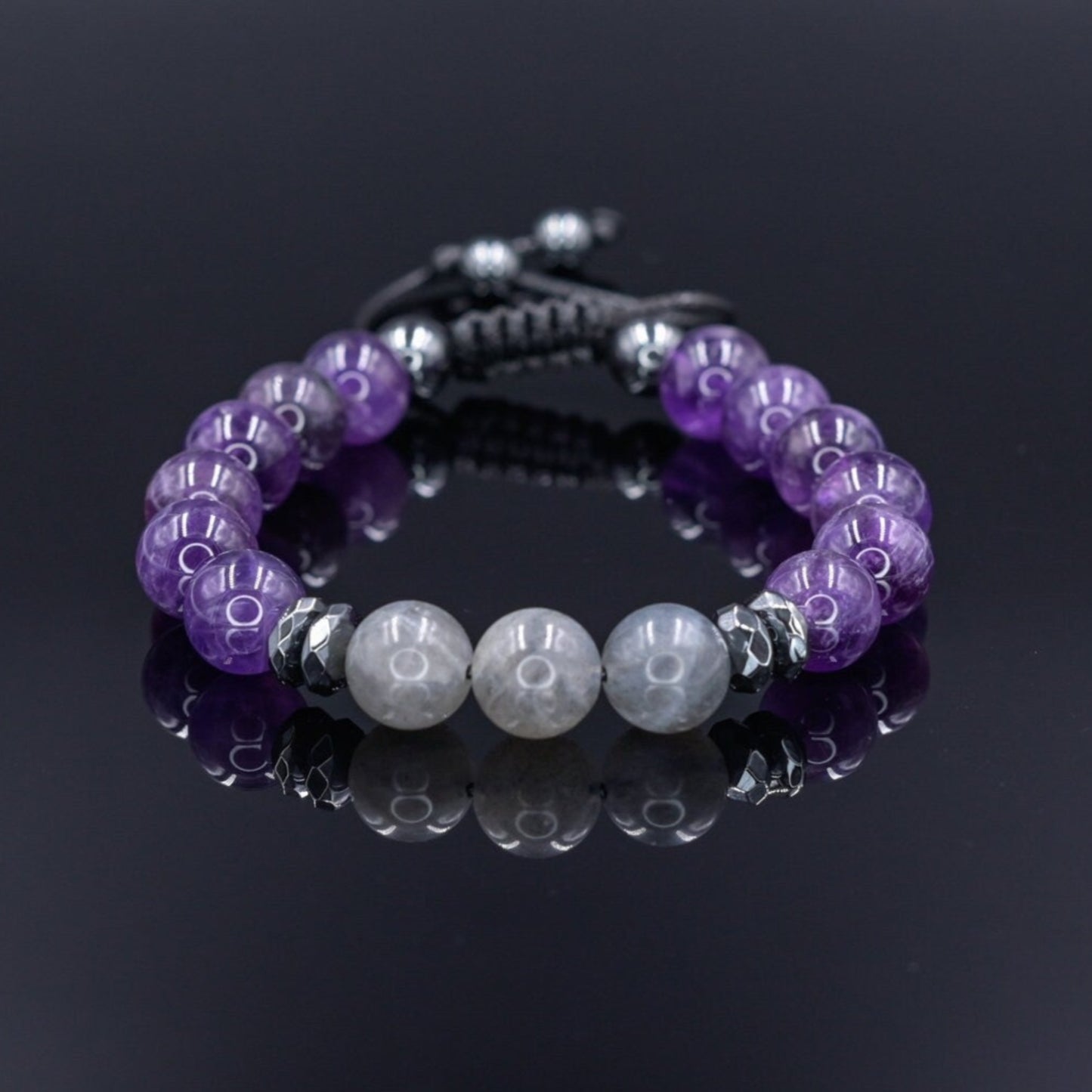 Amethyst Labradorite Hematite Beaded Bracelet, Men's Gemstone Crystal Bracelet, Gift for Men, Adjustable Stone Bracelet    - Shamballa Bracelet - Mantra Bracelet  -  Birthstone Bracelet - Gemstone Bracelet Men - Chakra Bracelet - Macrame Bracelet - Healing Bracelet - Valinde