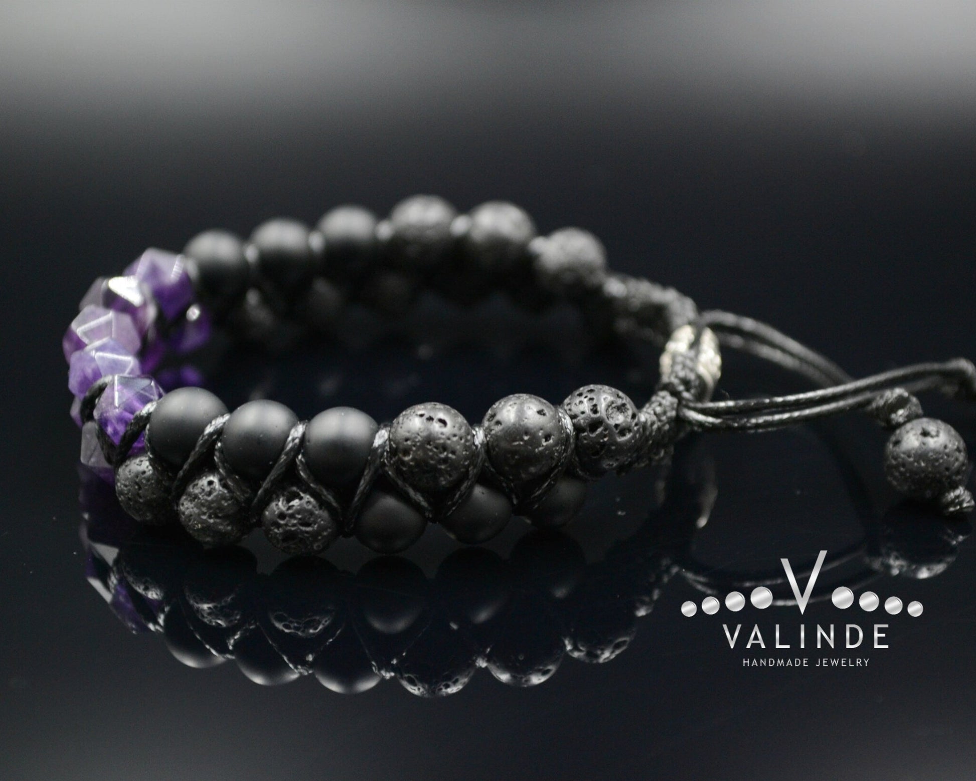 Amethyst Double Row Bracelet Men's Braided Bracelet Onyx Bracelet Gift for Men Adjustable Crystal Bracelet Lava Stone Macrame Bracelet - Shamballa Bracelet - Birthstone Bracelet - Gemstone Bracelet Men - Chakra Bracelet - Macrame Bracelet - Healing Bracelet