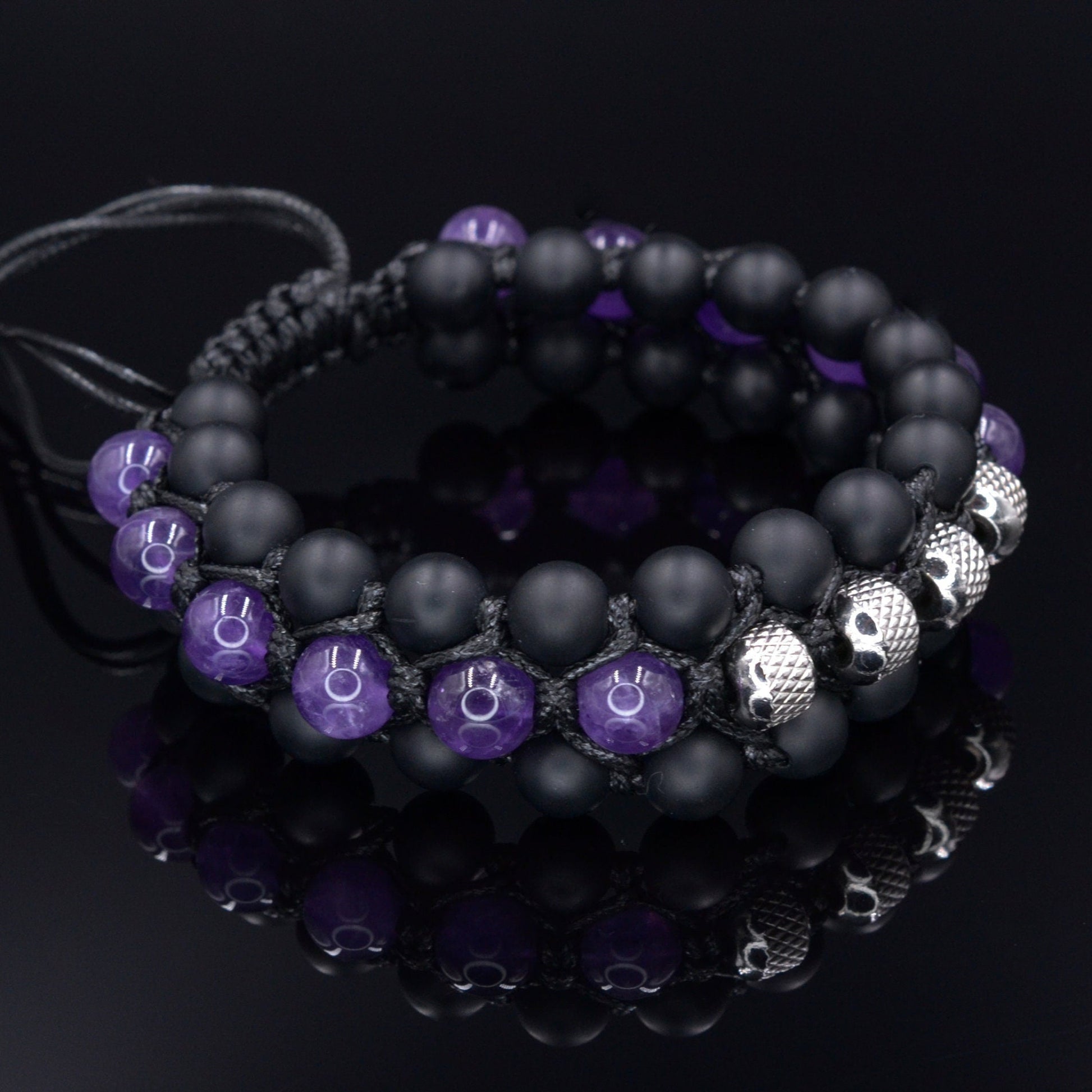 Men's Emerald Triple Bracelet - Three Row Bracelet - Quartz & Agate Bead Bracelet - Gift for Men - Father's Day Gift - Adjustable Bracelet Men's Amethyst Crystal Macrame Bracelet - Steel Bead Bracelet - Three Row Bracelet - Gift for Men - Black Onyx Triple Bracelet - Men's Gift- Shamballa Bracelet - Birthstone Bracelet - Gemstone Bracelet Men - Chakra Bracelet - Macrame Bracelet - Healing Bracelet - Valinde
