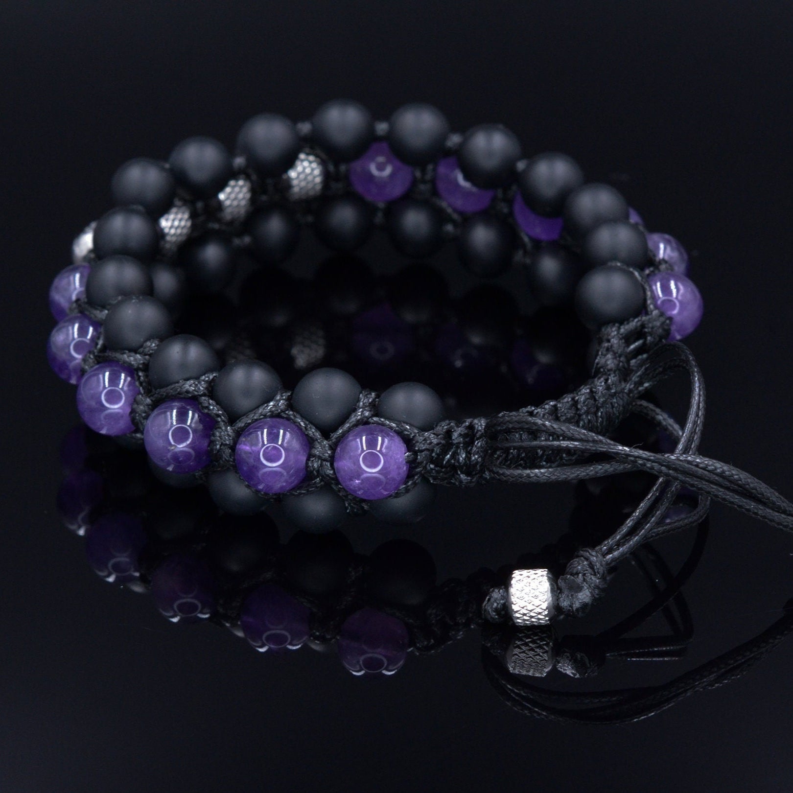 Men's Emerald Triple Bracelet - Three Row Bracelet - Quartz & Agate Bead Bracelet - Gift for Men - Father's Day Gift - Adjustable Bracelet Men's Amethyst Crystal Macrame Bracelet - Steel Bead Bracelet - Three Row Bracelet - Gift for Men - Black Onyx Triple Bracelet - Men's Gift- Shamballa Bracelet - Birthstone Bracelet - Gemstone Bracelet Men - Chakra Bracelet - Macrame Bracelet - Healing Bracelet - Valinde
