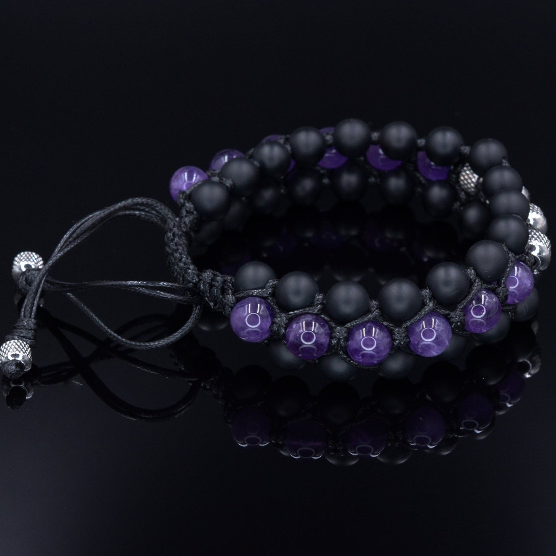 Men's Emerald Triple Bracelet - Three Row Bracelet - Quartz & Agate Bead Bracelet - Gift for Men - Father's Day Gift - Adjustable Bracelet Men's Amethyst Crystal Macrame Bracelet - Steel Bead Bracelet - Three Row Bracelet - Gift for Men - Black Onyx Triple Bracelet - Men's Gift- Shamballa Bracelet - Birthstone Bracelet - Gemstone Bracelet Men - Chakra Bracelet - Macrame Bracelet - Healing Bracelet - Valinde
