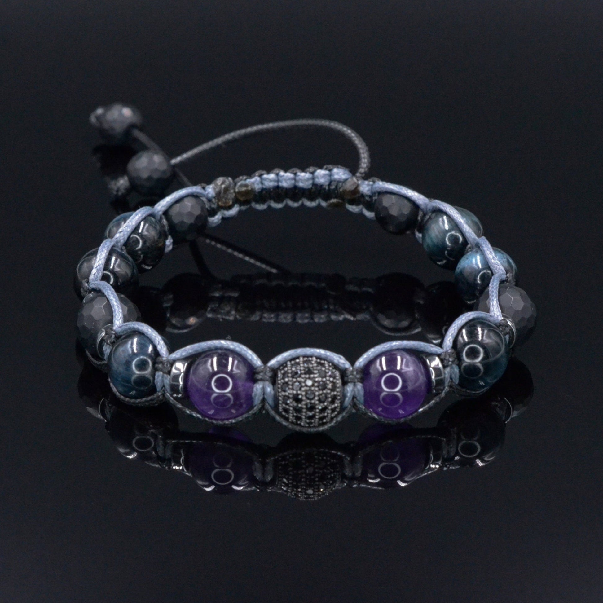 Men's Blue Tiger's Eye Bracelet - Amethyst Black Onyx Crystal Bracelet - Gift for Men - Adjustable Beaded Bracelet for Men - Men's Gift - Shamballa Bracelet - Birthstone Bracelet - Gemstone Bracelet Men - Chakra Bracelet - Macrame Bracelet - Healing Bracelet - Valinde - Shamballa Bracelet - Birthstone Bracelet - Gemstone Bracelet Men - Chakra Bracelet - Macrame Bracelet - Healing Bracelet - Valinde
