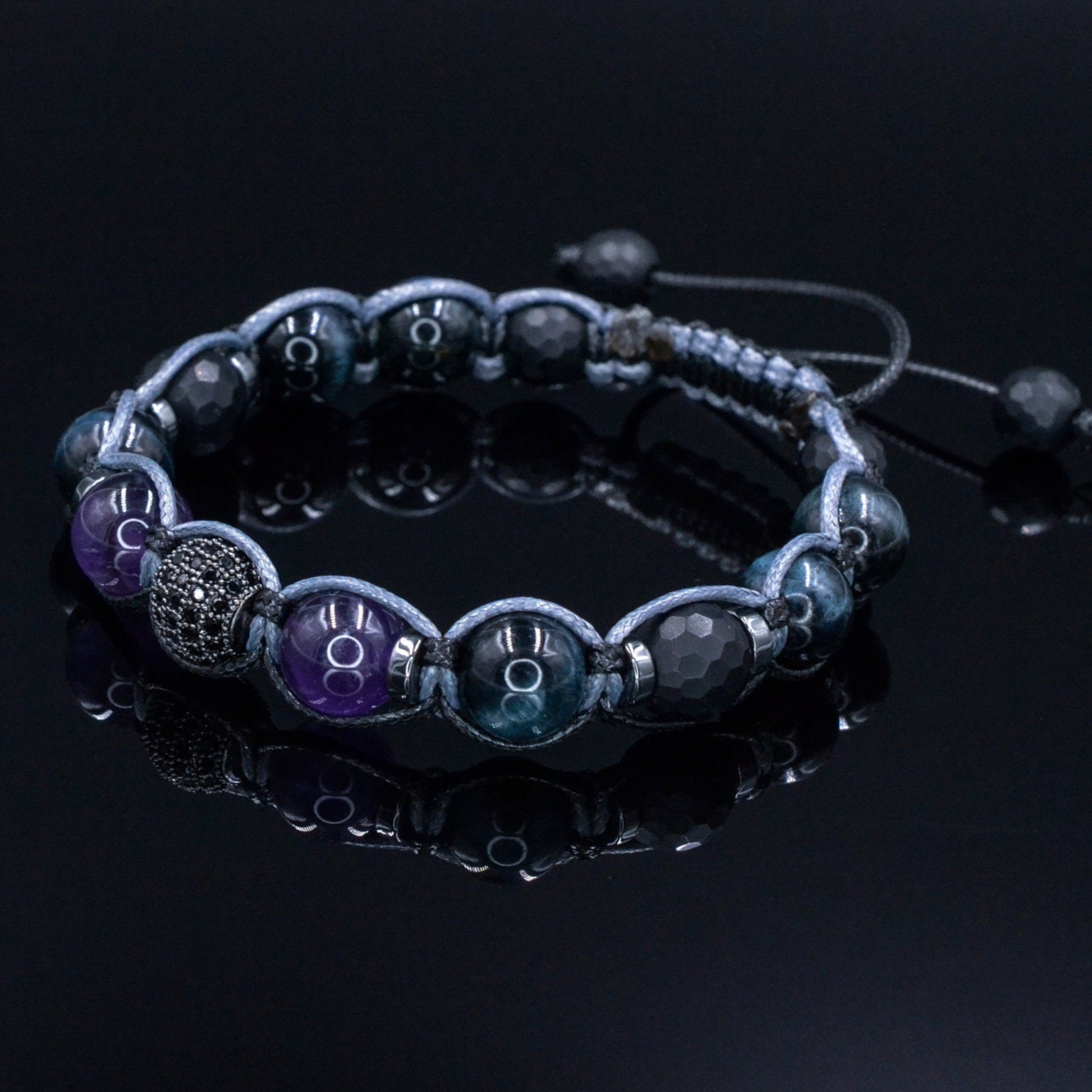 Men's Blue Tiger's Eye Bracelet - Amethyst Black Onyx Crystal Bracelet - Gift for Men - Adjustable Beaded Bracelet for Men - Men's Gift - Shamballa Bracelet - Birthstone Bracelet - Gemstone Bracelet Men - Chakra Bracelet - Macrame Bracelet - Healing Bracelet - Valinde - Shamballa Bracelet - Birthstone Bracelet - Gemstone Bracelet Men - Chakra Bracelet - Macrame Bracelet - Healing Bracelet - Valinde

