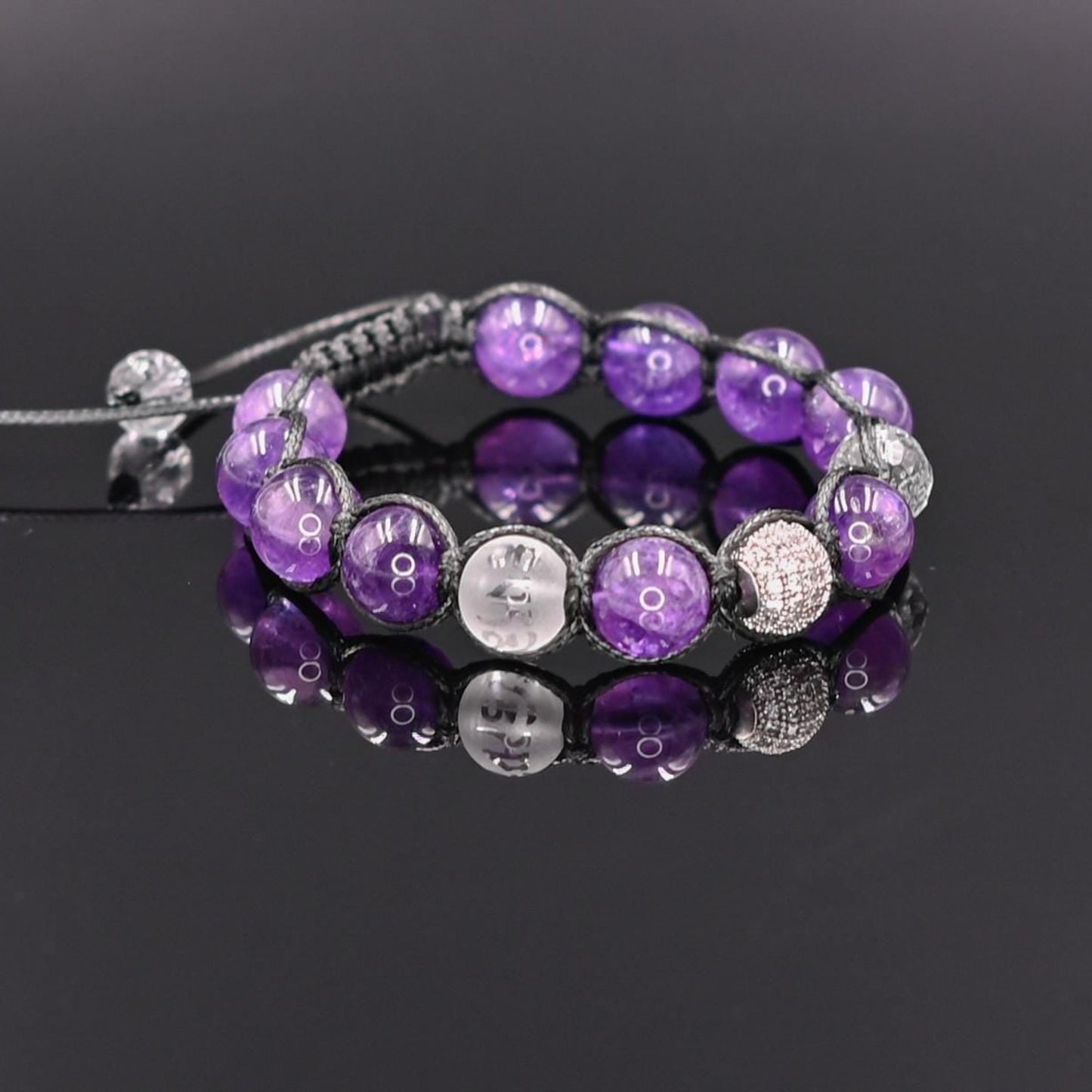 Amethyst and Rock Crystal Men's Bracelet, Genuine Purple Stone Jewelry, Protection Bracelet, Crystal Gift for Him, February Birthstone, Protection Bracelet gift for Him, Stainless Steel Jewelry,Healing Crystal Bracelet, Masculine Strength Gift, Spiritual Protection, Gift for Men, Adjustable Braided Bracelet, Gift for Men, Adjustable Macrame Braided Gemstone Bracelet, Braided Adjustable Gemstone Bead Bracelet, Genuine Raw Stone Jewelry, Gift for Men, Adjustable Braided Macrame Bracelet, Gift for Men - Shamba