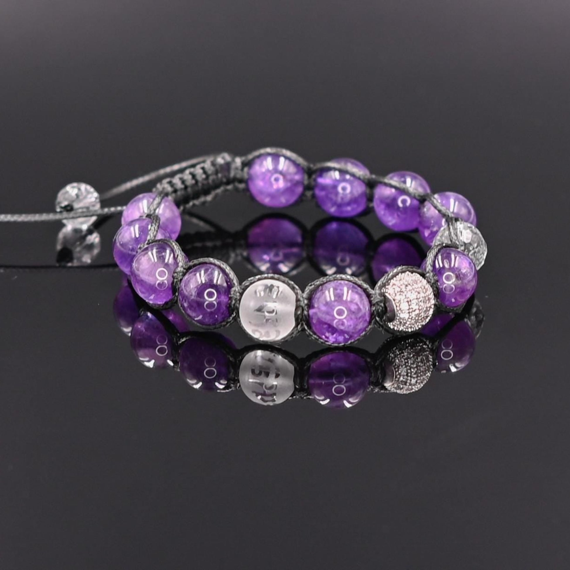 Amethyst and Rock Crystal Men's Bracelet, Genuine Purple Stone Jewelry, Protection Bracelet, Crystal Gift for Him, February Birthstone, Protection Bracelet gift for Him, Stainless Steel Jewelry,Healing Crystal Bracelet, Masculine Strength Gift, Spiritual Protection, Gift for Men, Adjustable Braided Bracelet, Gift for Men, Adjustable Macrame Braided Gemstone Bracelet, Braided Adjustable Gemstone Bead Bracelet, Genuine Raw Stone Jewelry, Gift for Men, Adjustable Braided Macrame Bracelet, Gift for Men - Shamba