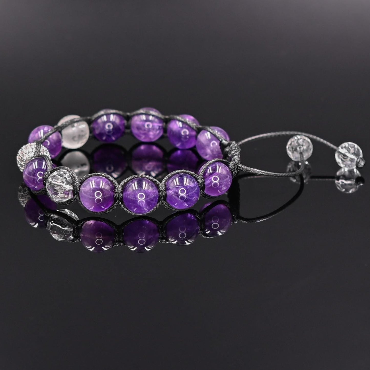 Amethyst and Rock Crystal Men's Bracelet, Genuine Purple Stone Jewelry, Protection Bracelet, Crystal Gift for Him, February Birthstone, Protection Bracelet gift for Him, Stainless Steel Jewelry,Healing Crystal Bracelet, Masculine Strength Gift, Spiritual Protection, Gift for Men, Adjustable Braided Bracelet, Gift for Men, Adjustable Macrame Braided Gemstone Bracelet, Braided Adjustable Gemstone Bead Bracelet, Genuine Raw Stone Jewelry, Gift for Men, Adjustable Braided Macrame Bracelet, Gift for Men - Shamba
