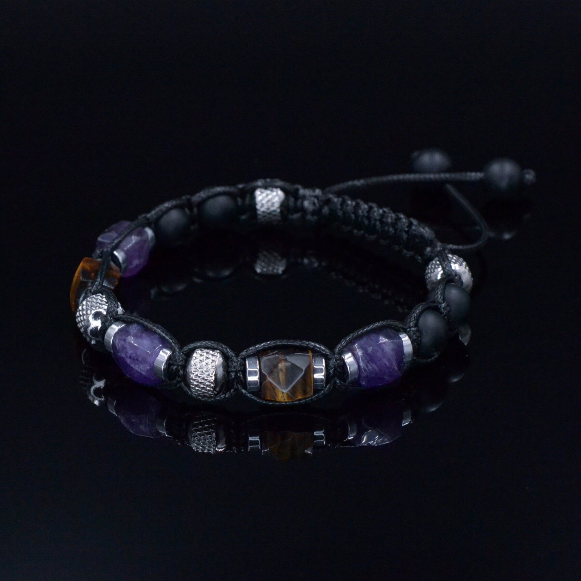 Men's Amethyst Crystal Bracelet - Steel Beads Bracelet - Gift for Men - Tiger's Eye Onyx Adjustable Bracelet - Macrame Bracelet for Men - Shamballa Bracelet - Birthstone Bracelet - Gemstone Bracelet Men - Chakra Bracelet - Macrame Bracelet - Healing Bracelet - Valinde - Shamballa Bracelet - Birthstone Bracelet - Gemstone Bracelet Men - Chakra Bracelet - Macrame Bracelet - Healing Bracelet - Valinde
